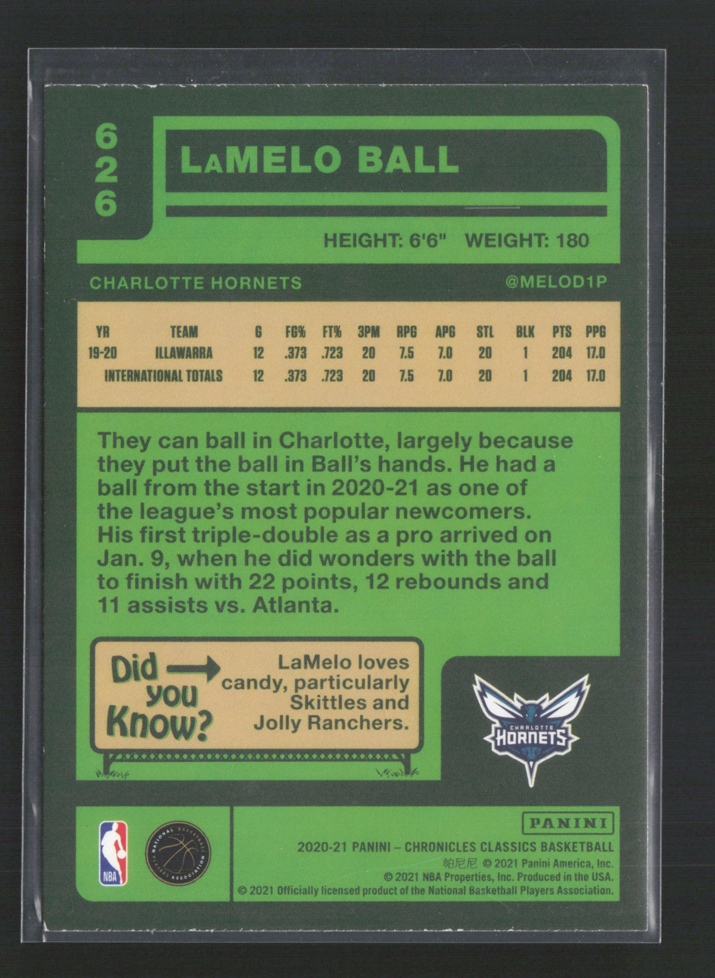 2020-21 LAMELO BALL Rookie RC Chronicles Hornets