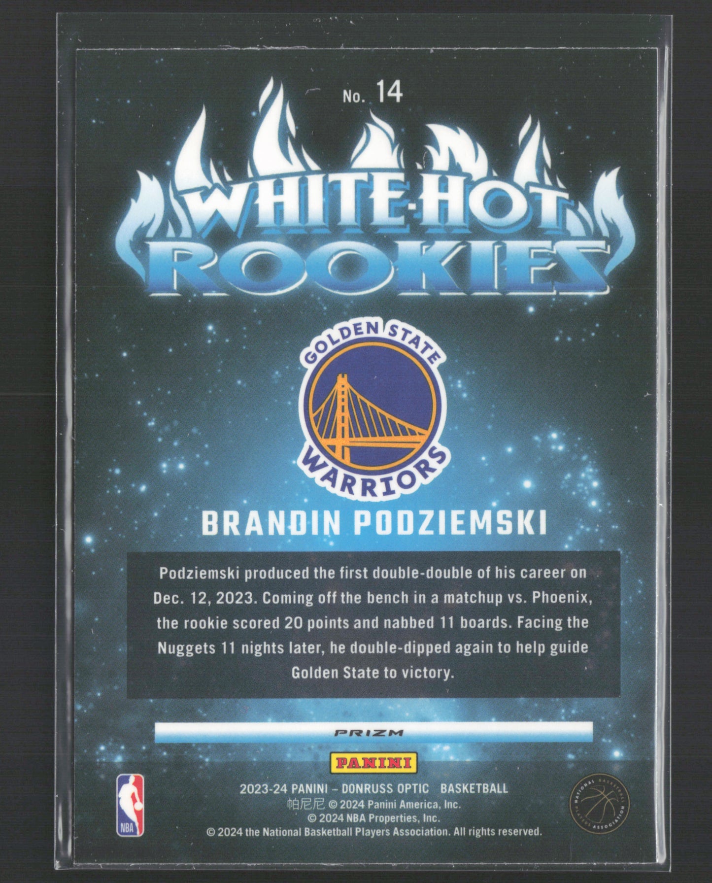 2023-24 BRANDON PODZIEMSKI White Hot Rookies Holo Optic Warriors