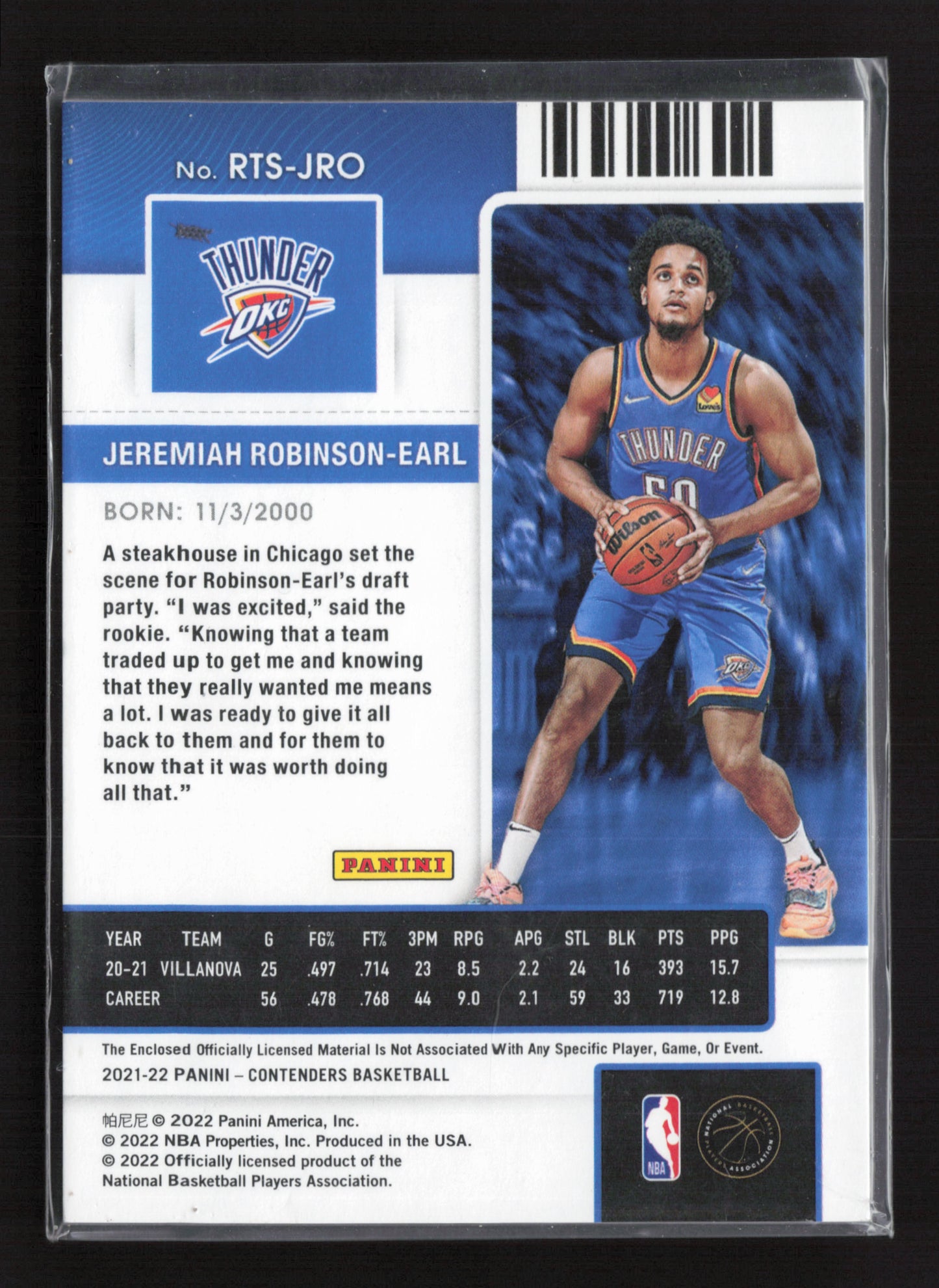 2021-22 JEREMIAH ROBINSON-EARL Rookie Ticket Contenders OKC
