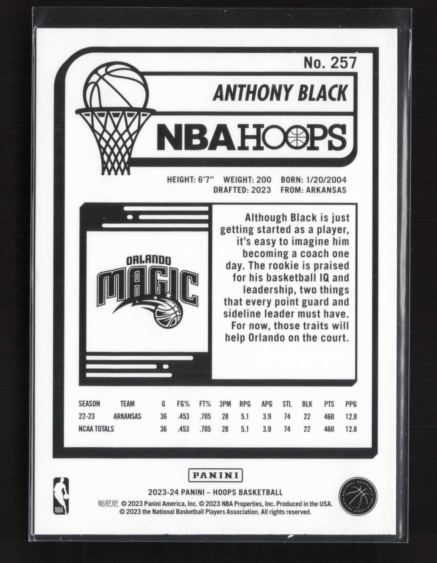 2023-24 ANTHONY BLACK RC Base Hoops Magic