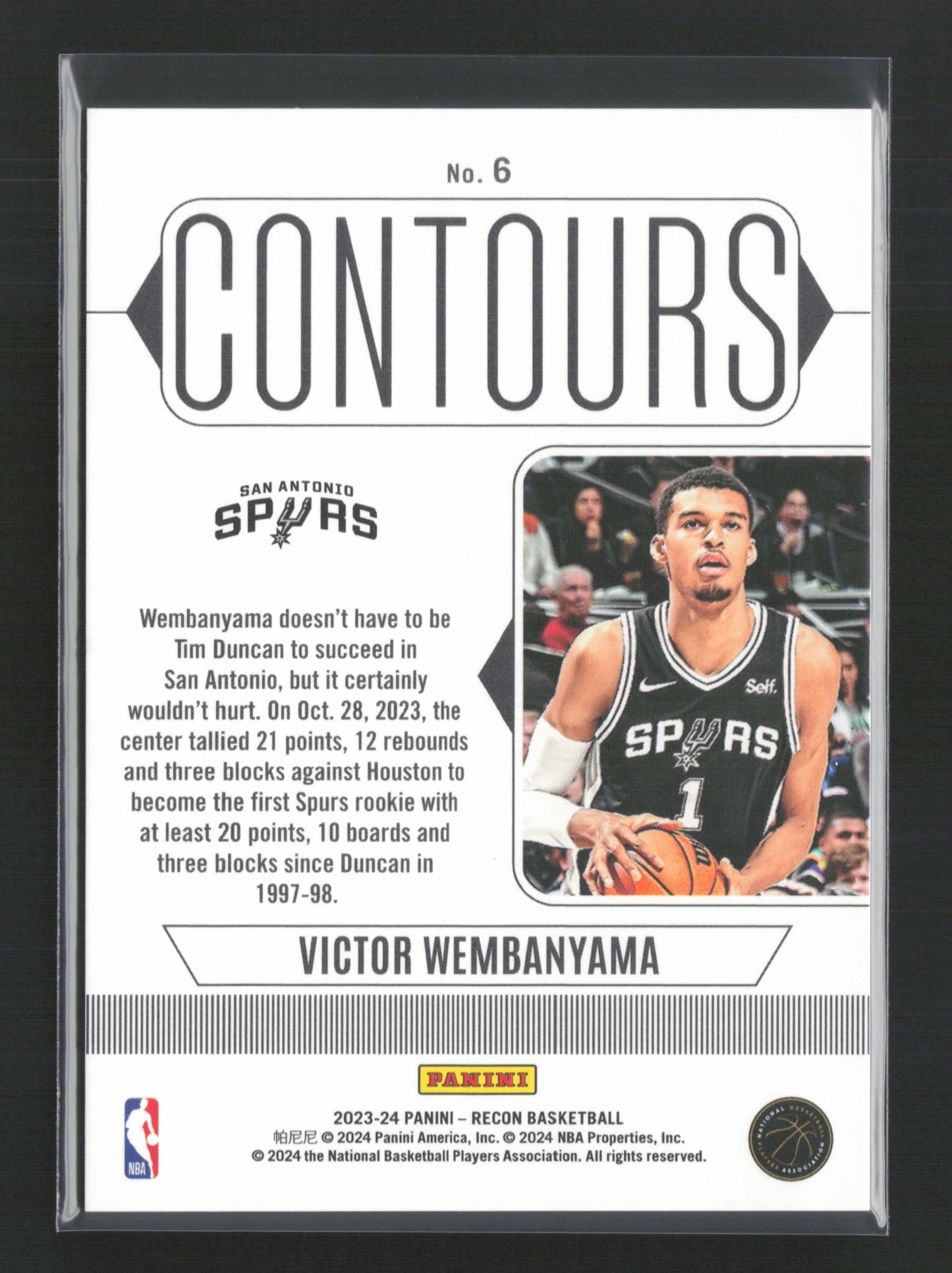 2023-24 VICTOR WEMBANYAMA RC Contours Case Hit SSP Recon Spurs
