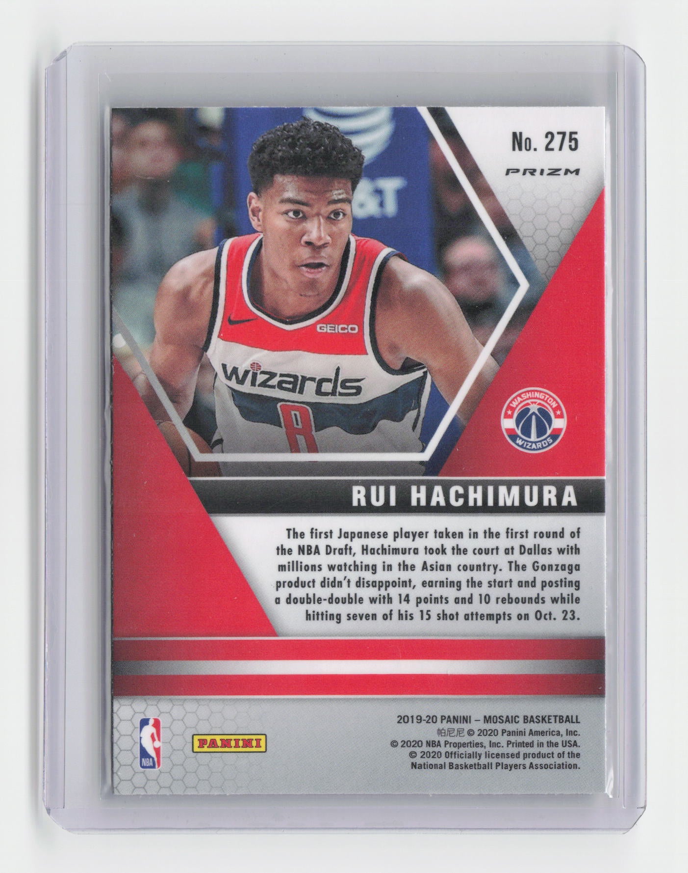 2019-20 RUI HACHIMURA NBA Debut Silver Insert - Mosaic Wizards - #275
