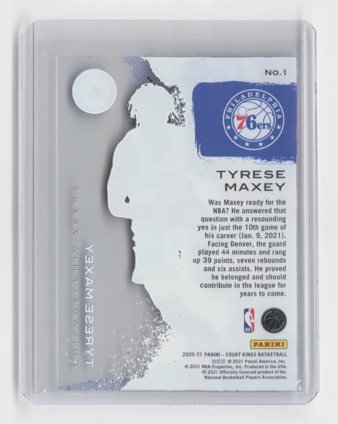 2020-21 TYRESE MAXEY Acetate Rookie - Court Kings 76ers - #1
