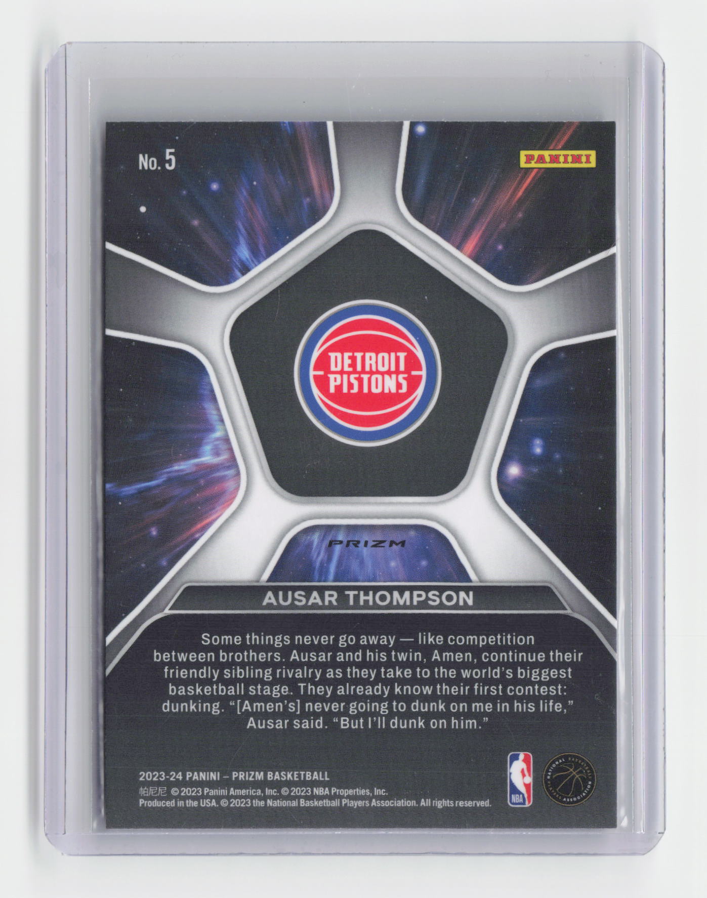 2023-24 AUSAR THOMPSON Rookie Deep Space Holo Prizm Pistons - #5