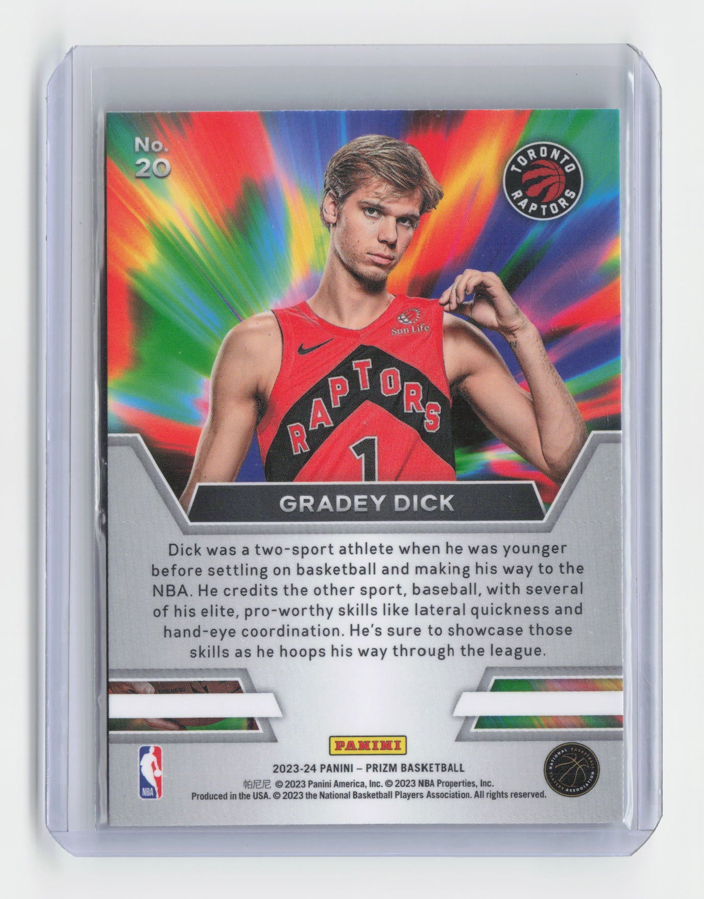 2023-24 GRADEY DICK Rookie Instant Impact Prizm Raptors - #20