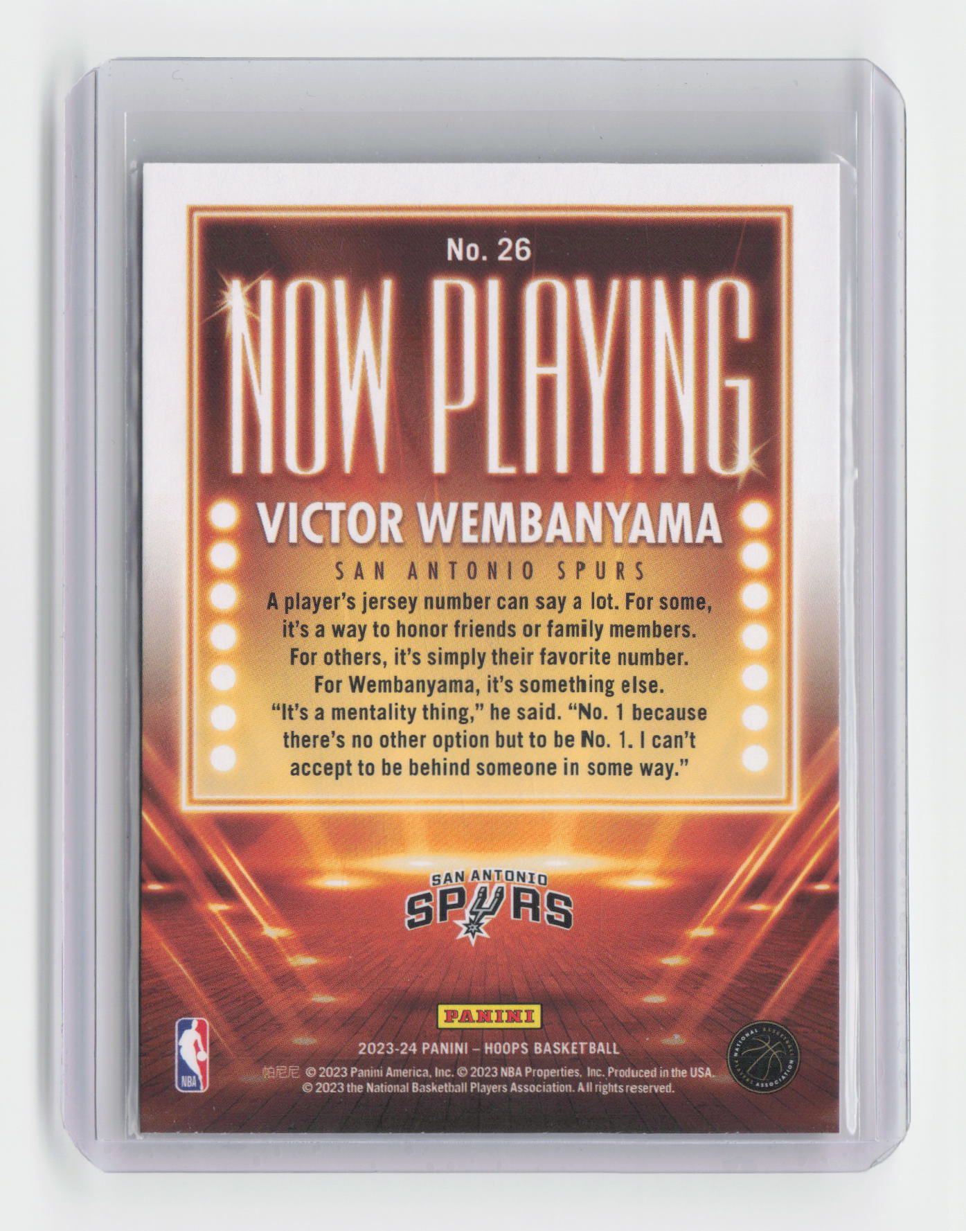 2023-24 VICTOR WEMBANYAMA Rookie Now Playing Spurs - #26