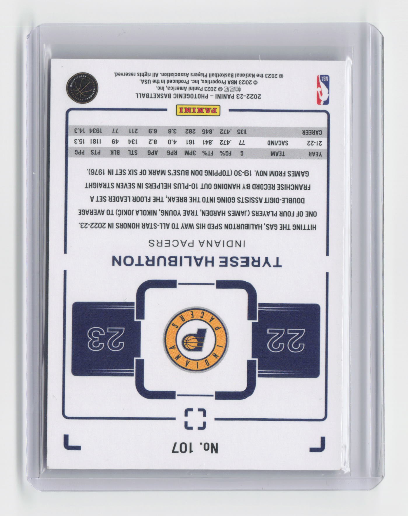 2022-23 TYRESE HALIBURTON Photogenic - Pacers #107