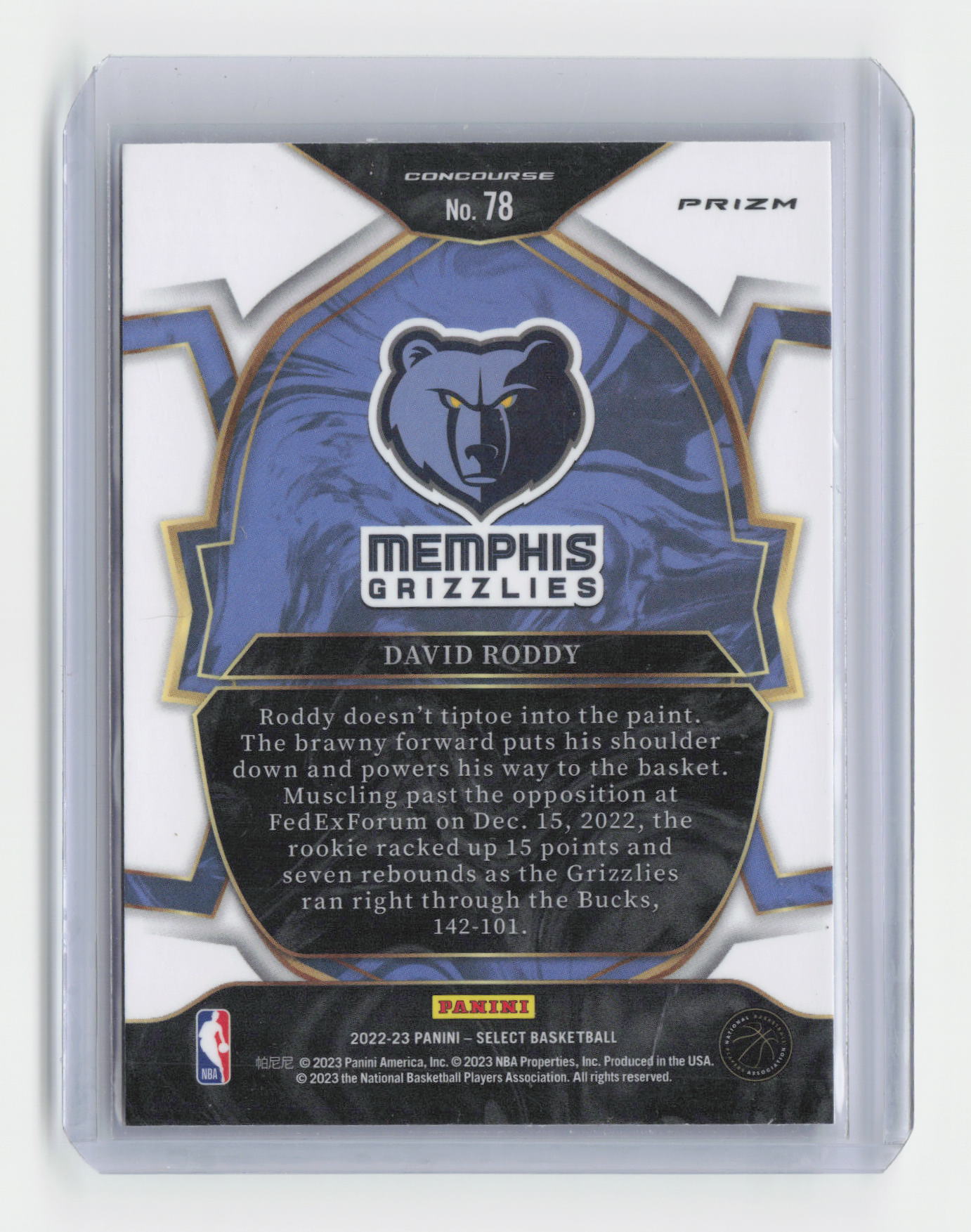 2022-23 DAVID RODDY Rookie Concourse Cracked Ice Select Grizzlies