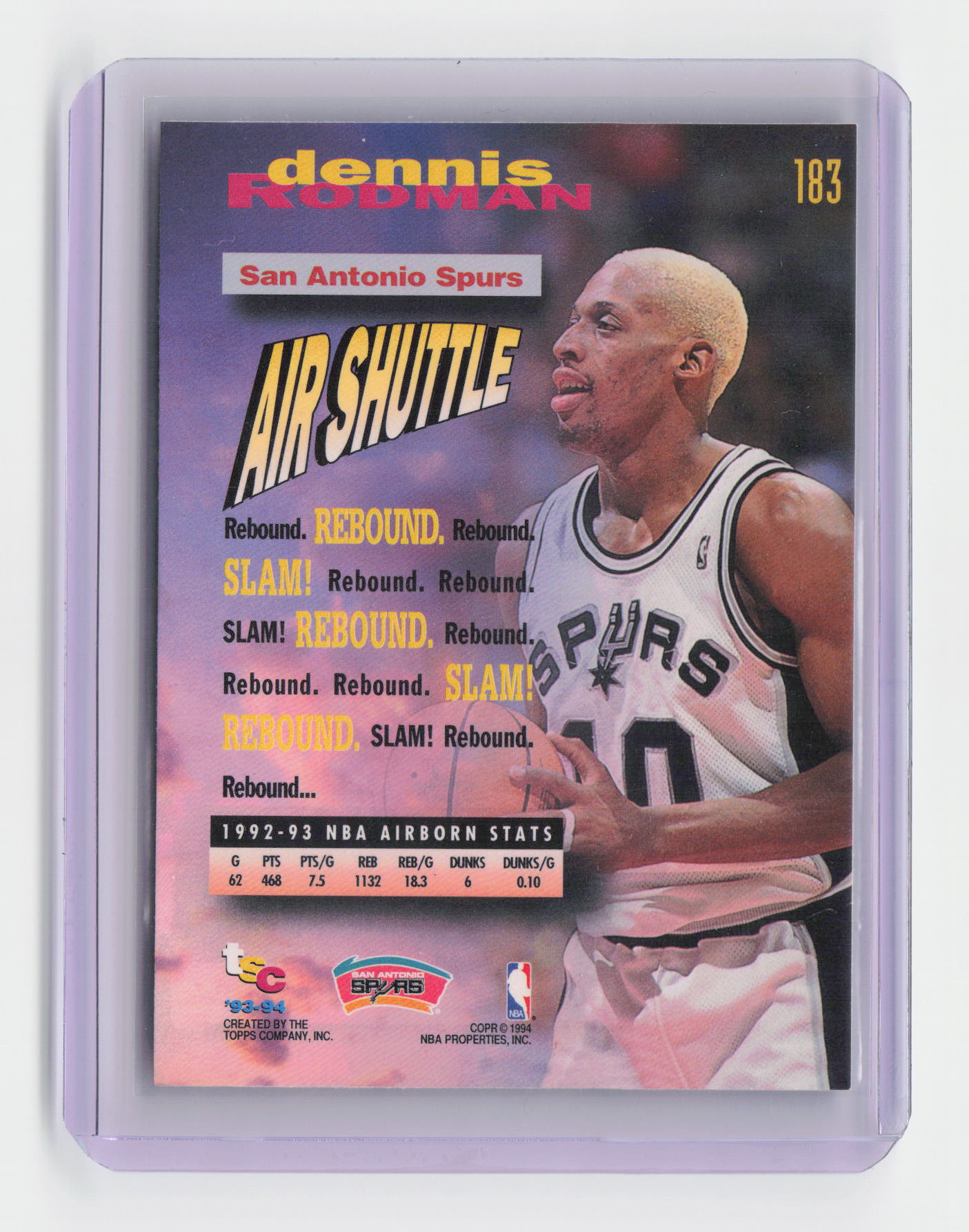 1992-93 DENNIS RODMAN Topps Stadium Club - Frequent Flyers Spurs