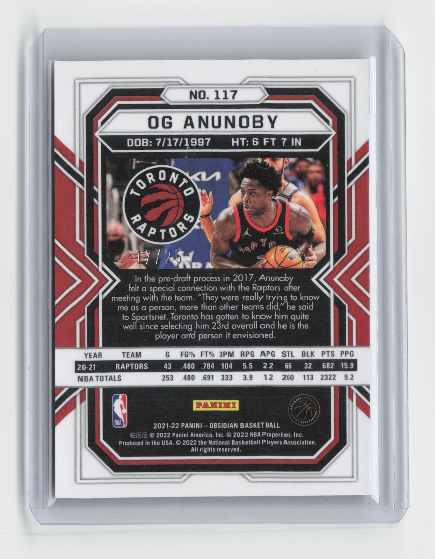 2021-22 OG ANUNOBY Electric Etch Green Flood 17/25 Obsidian Raptors