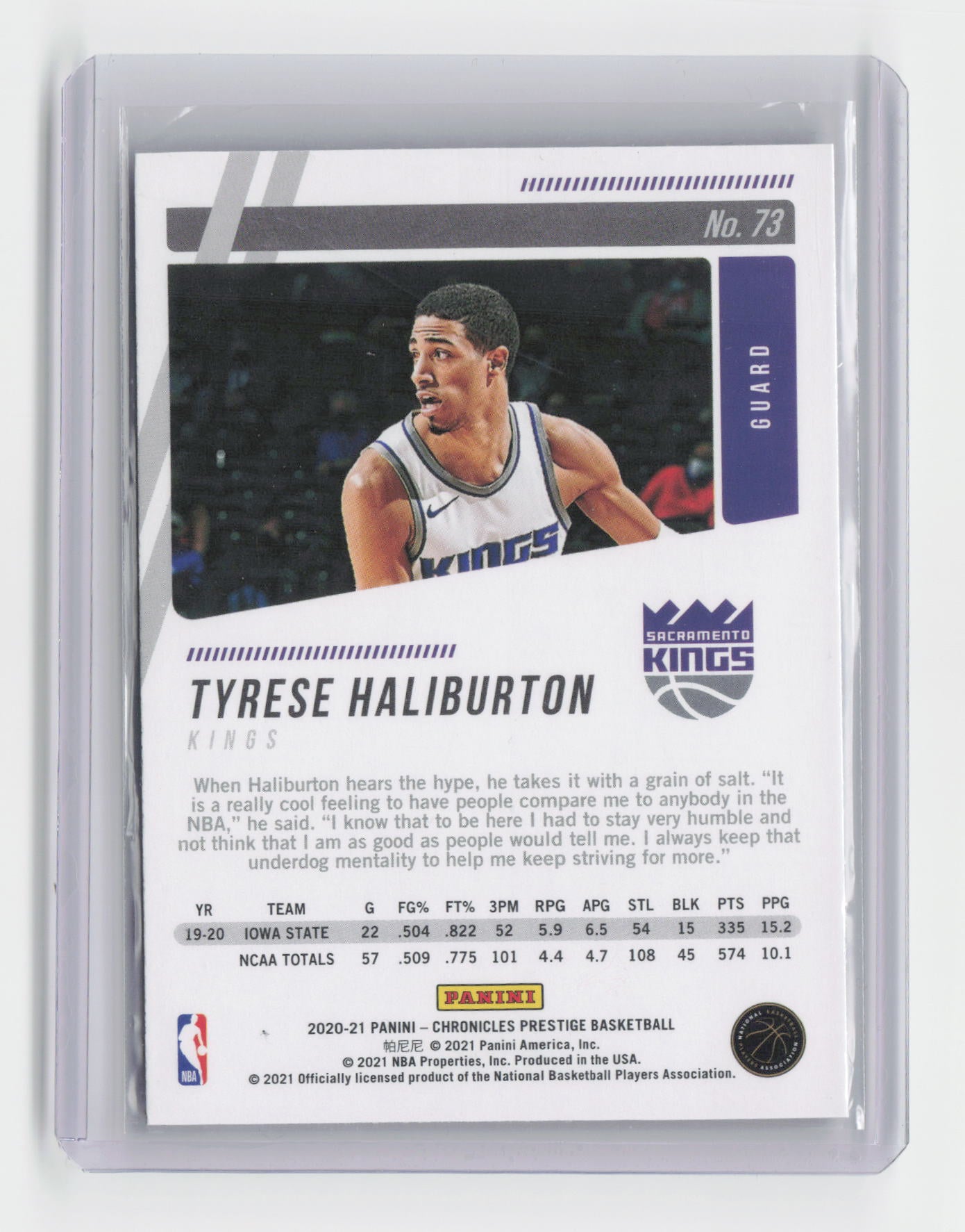 2020-21 TYRESE HALIBURTON Prestige Rookie Chronicles Kings