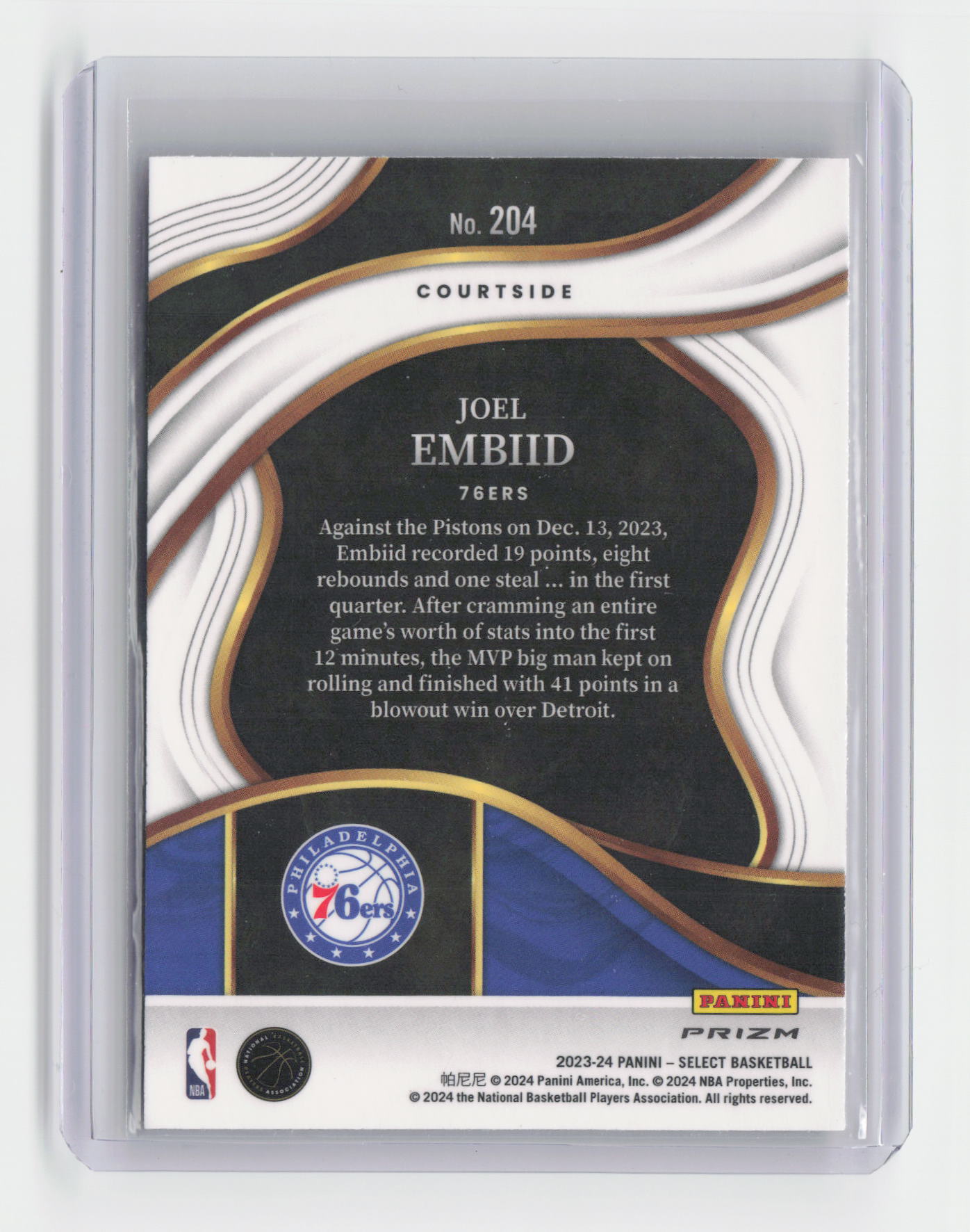 2023-24 JOEL EMBIID Courtside Cracked Ice Select 76ers