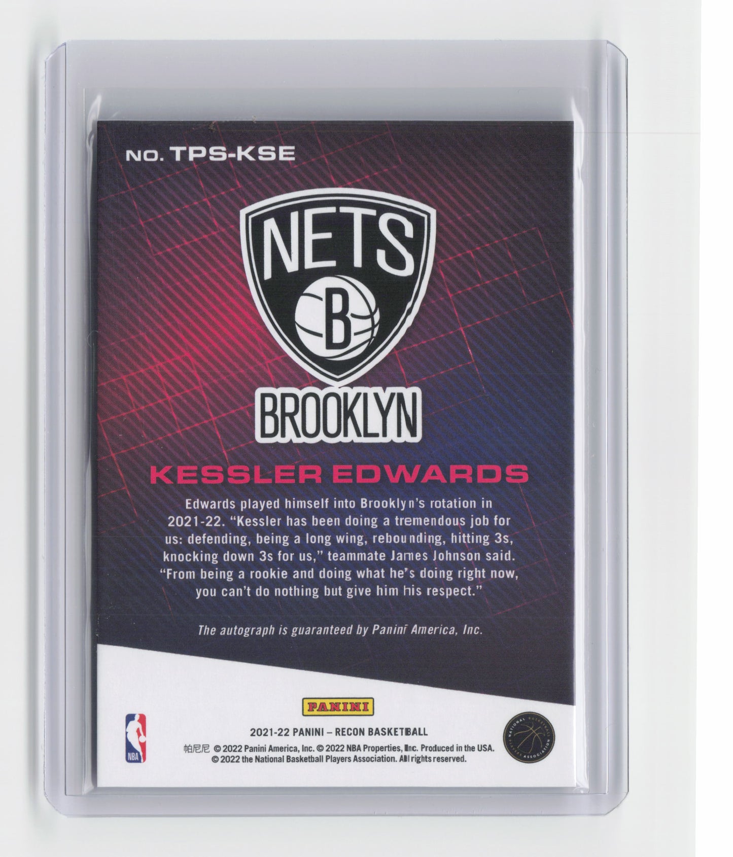 2021-22 KESSLER EDWARDS True Potential RC Autograph Recon Nets #TPS-KSE