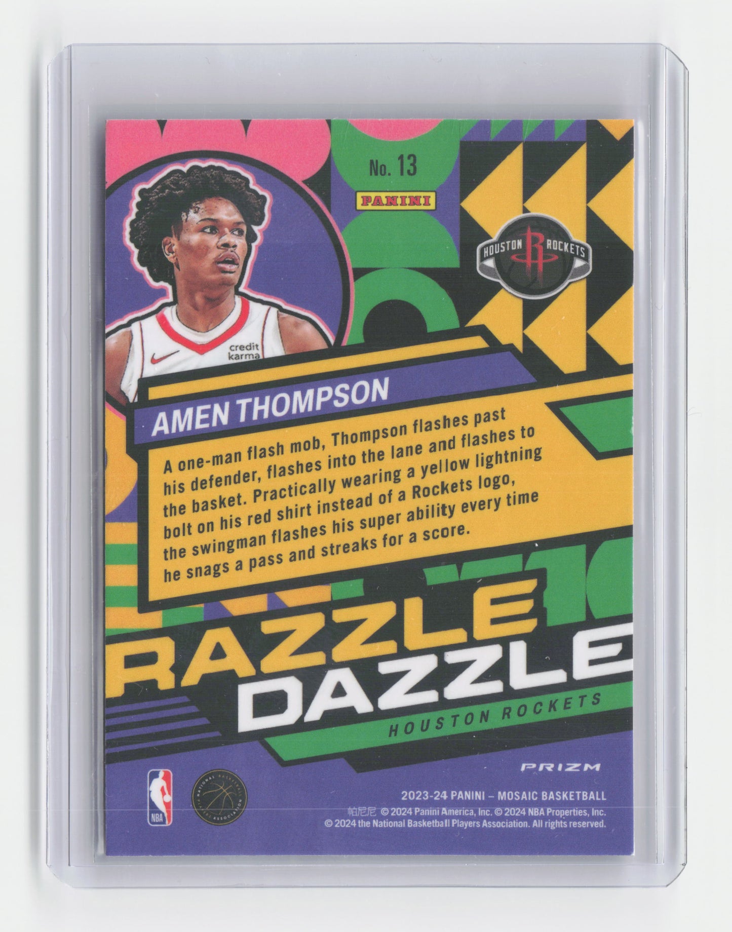 2023-24 AMEN THOMPSON Razzle Dazzle SSP Mosaic Rockets #13