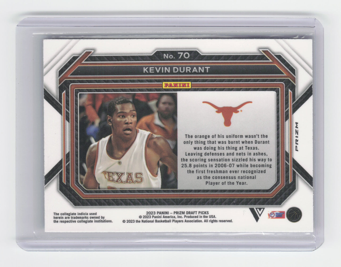 2023 - KEVIN DURANT - Snakeskin Prizm SSP - Prizm Draft Picks - Texas - #70