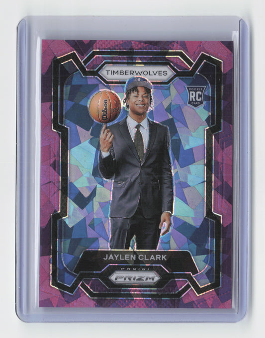 2023-24 JAYLEN CLARK Purple Cracked Ice Rookie 112/149 Prizm Timberwolves #166