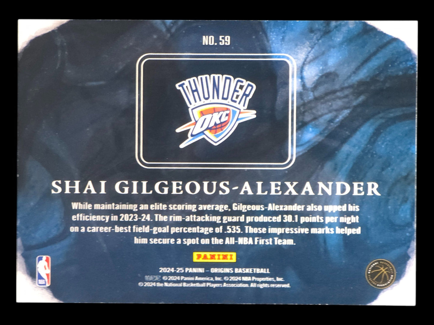 2024-25 SHAI GILGEOUS ALEXANDER Variation Blue SP Origins OKC #59