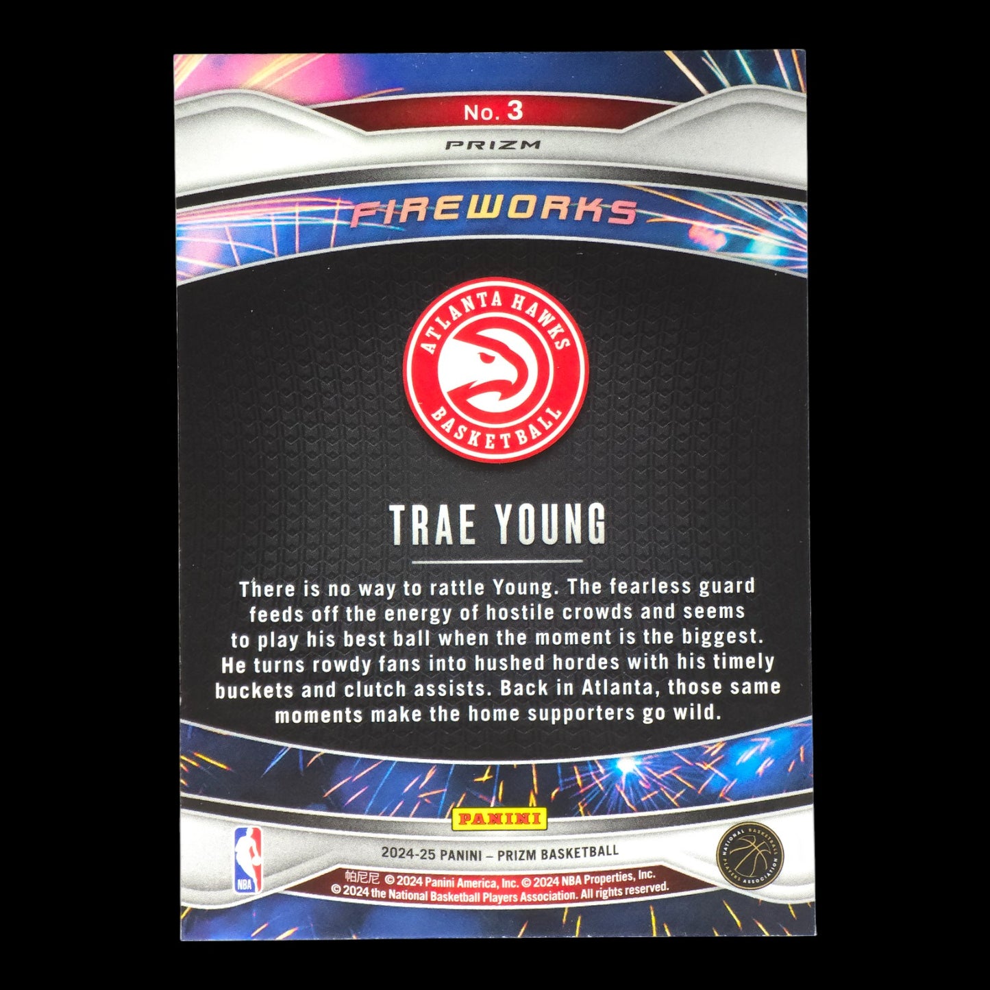 2024-25 TRAE YOUNG Fireworks Insert Prizm Fast Break Hawks #3