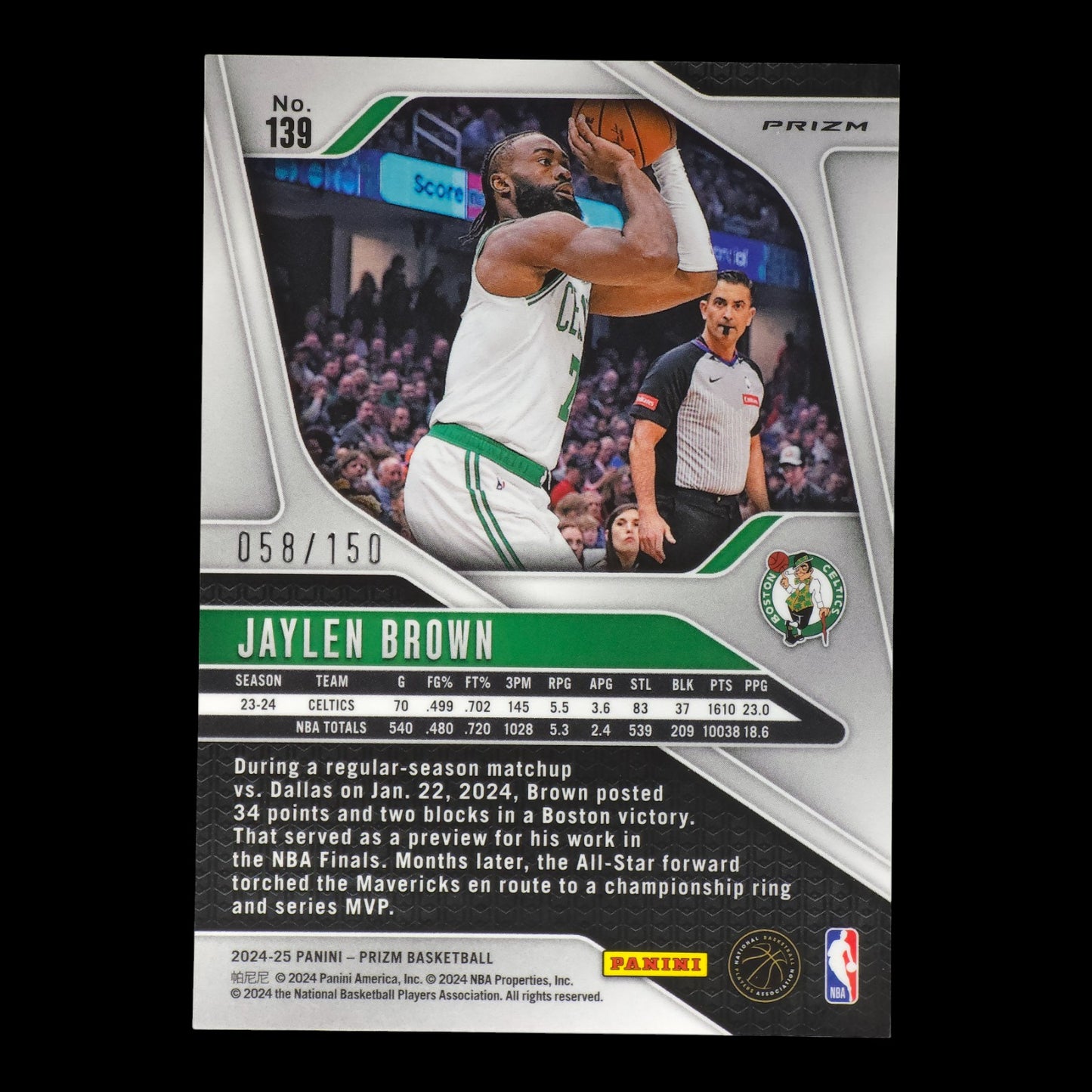 2024-25 JAYLEN BROWN Blue 58/150 Prizm Celtics #139