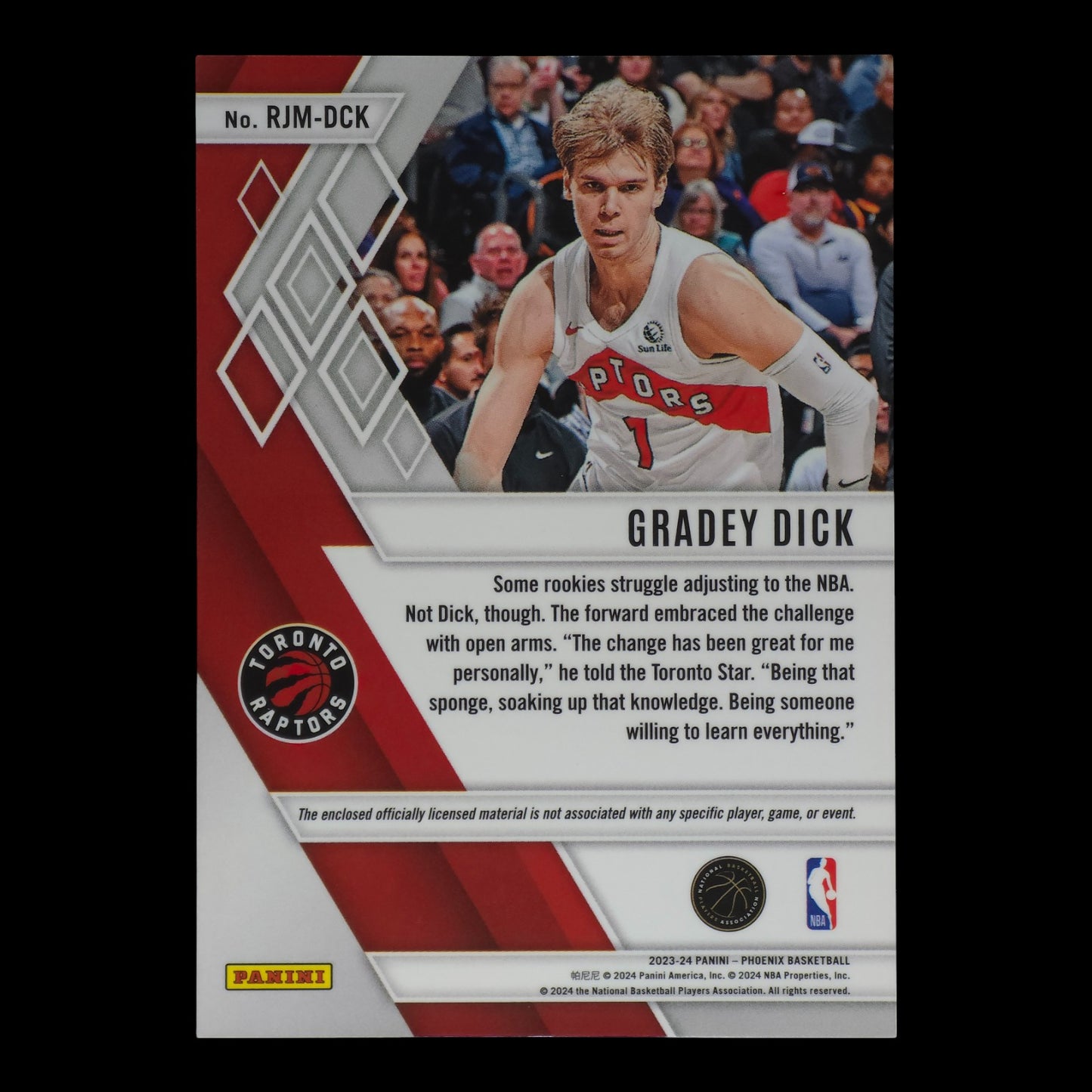 2023-24 GRADEY DICK Rookie Jumbo Materials Phoenix Raptors RJM-DCK