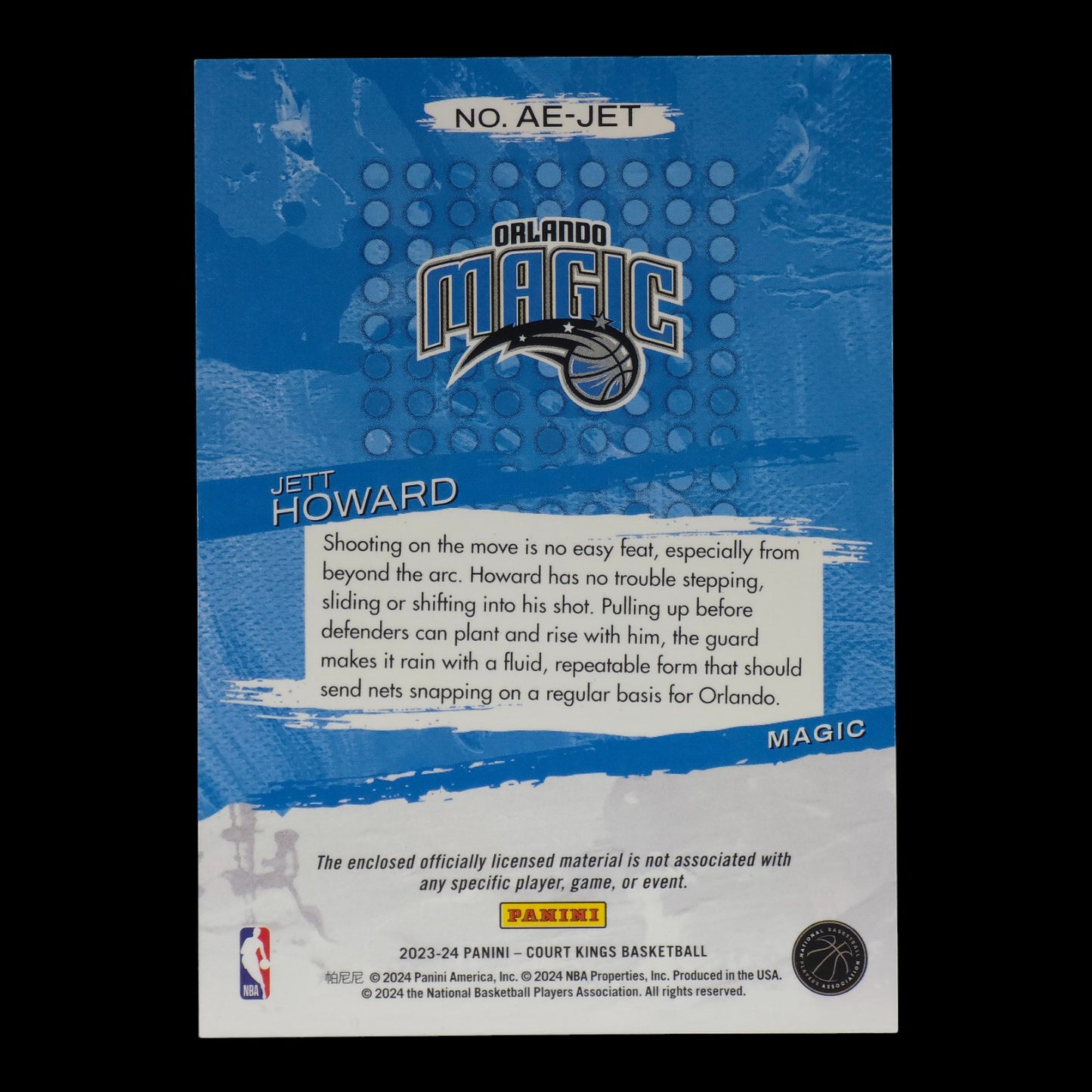 2023-24 JETT HOWARD Rookie Artistic Endeavors Court Kings Magic AE-JET