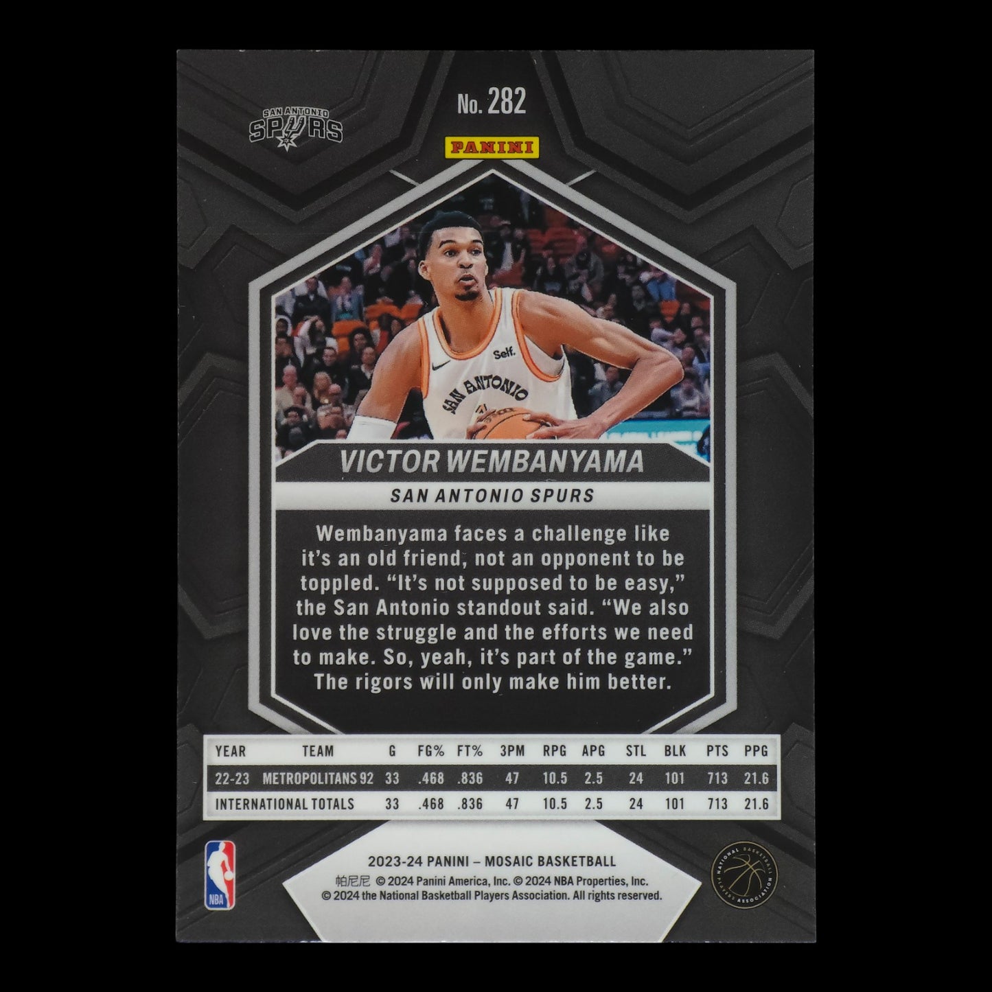 2023-24 VICTOR WEMBANYAMA Rookie City Edition Mosaic Spurs #282-1