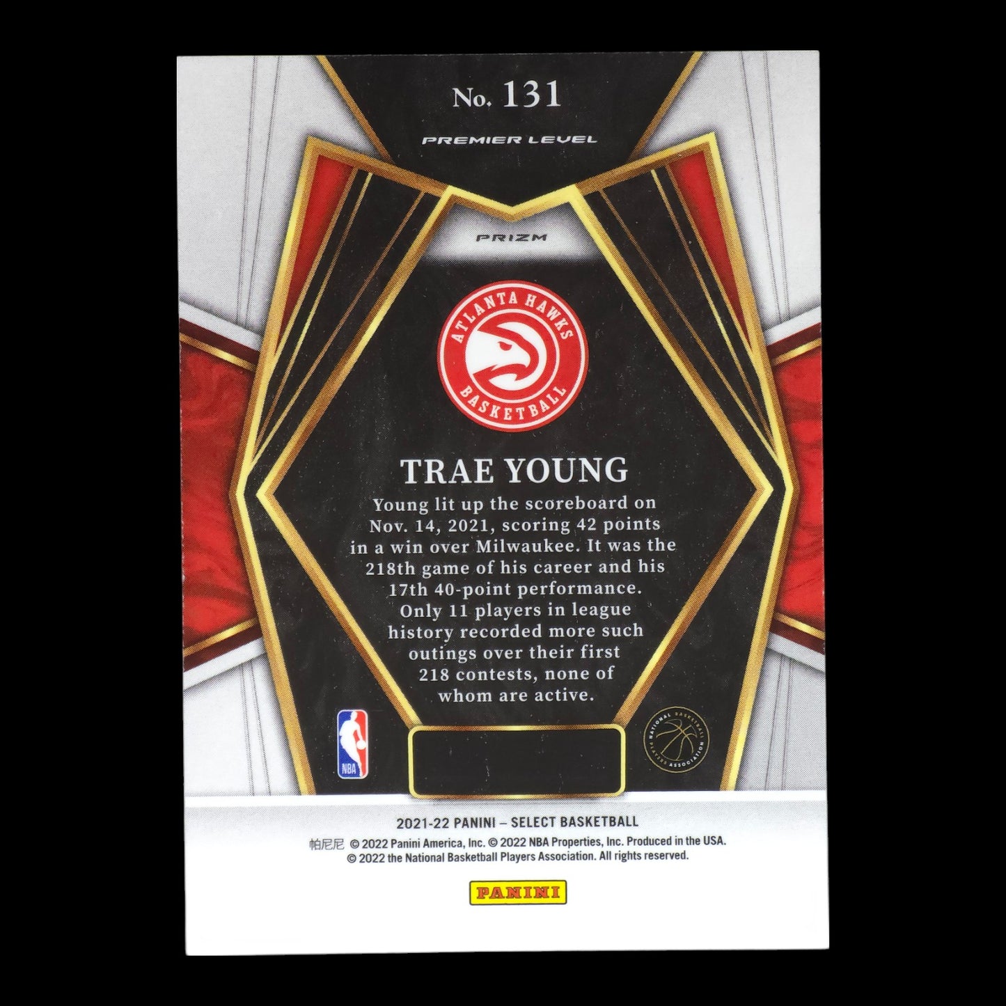 2021-22 TRAE YOUNG Premier Level Blue Shimmer Select Hawks #131