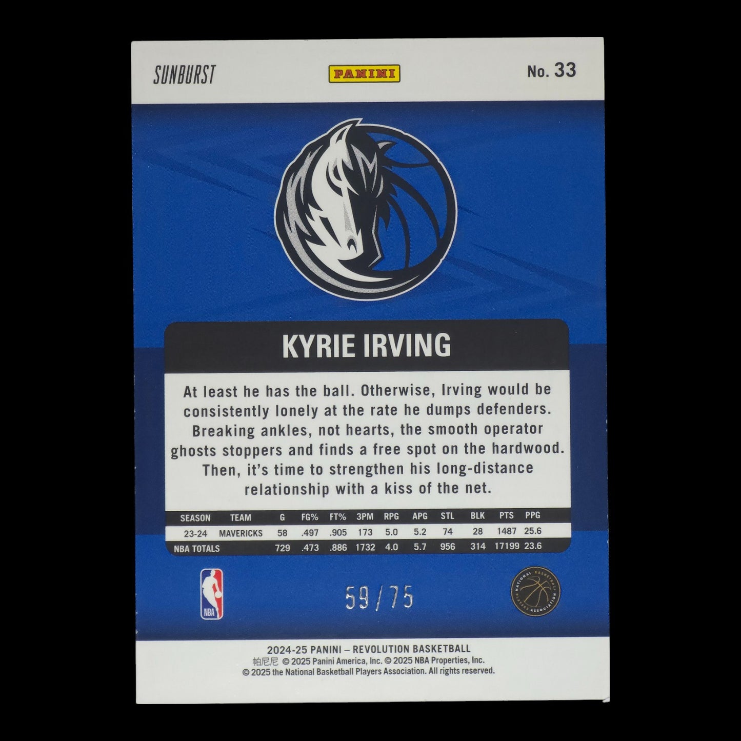 2024-25 KYRIE IRVING Sunburst 59/75 Revolution Mavericks #33