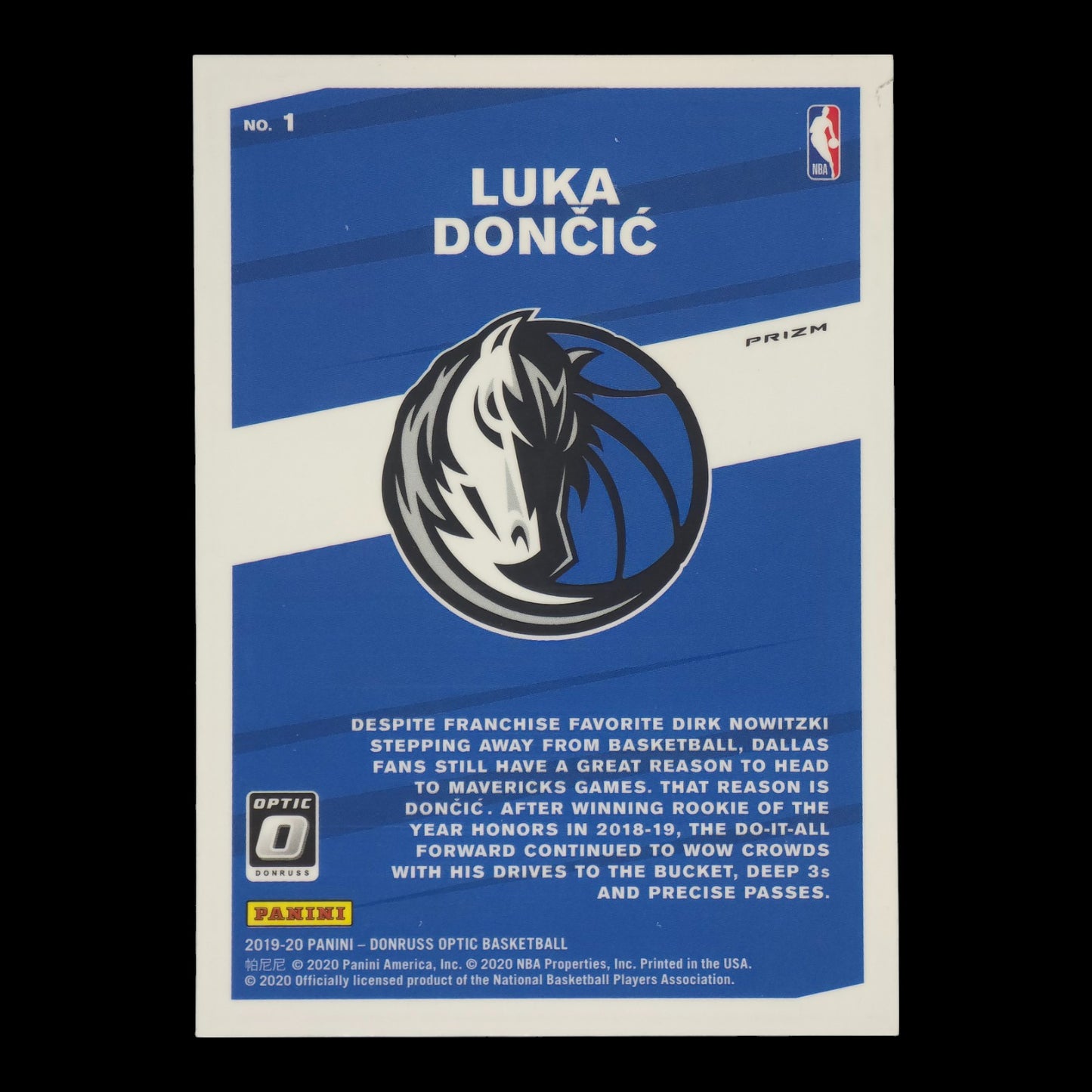 2019-20 LUKA DONCIC Silver My House Donruss Mavericks #1