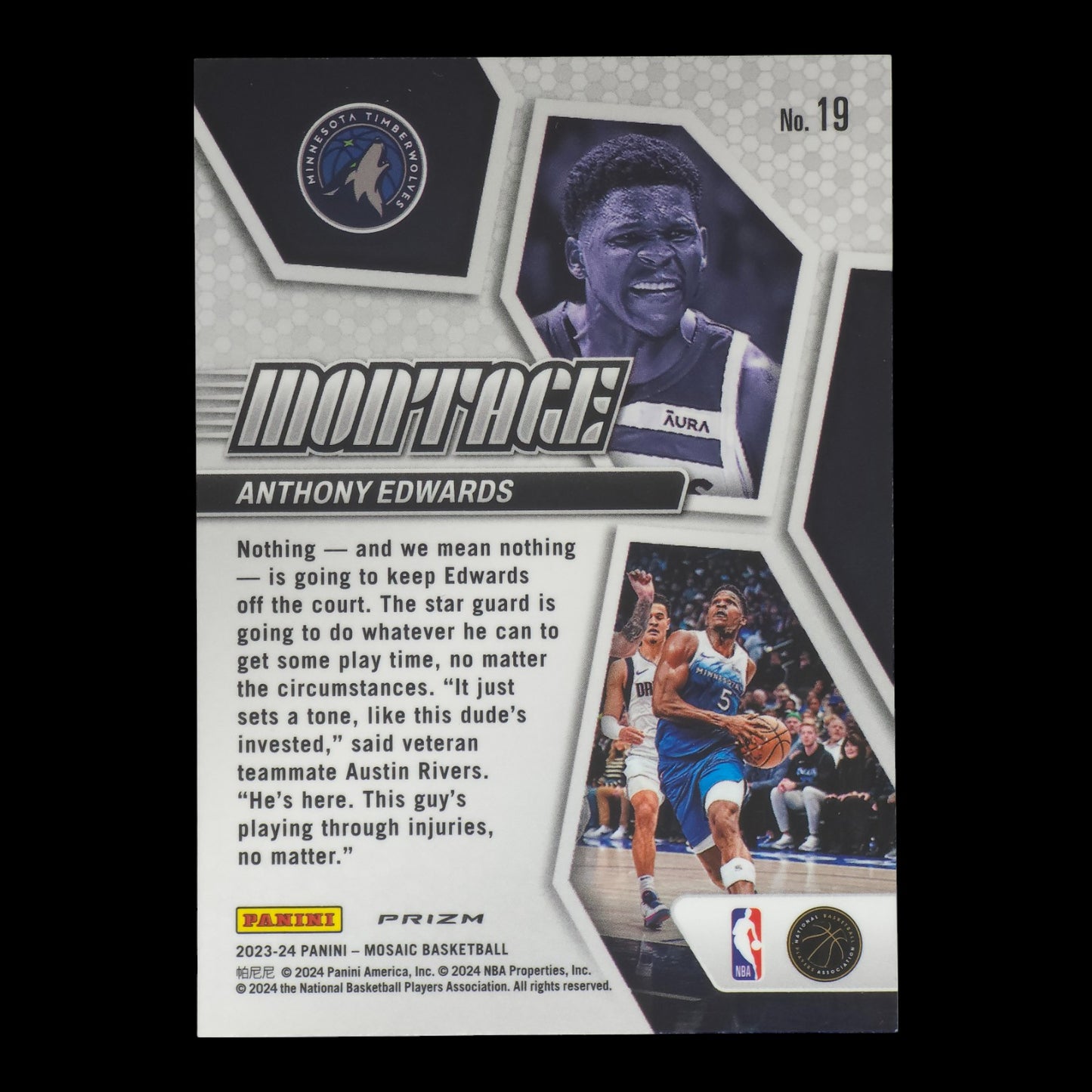 2023-24 ANTHONY EDWARDS Silver Montage Mosaic Timberwolves #19