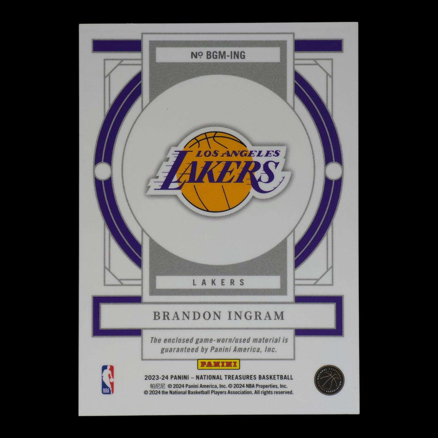 2023-24 BRANDON INGRAM Biography Materials Game Worn 60/99 National Treasures