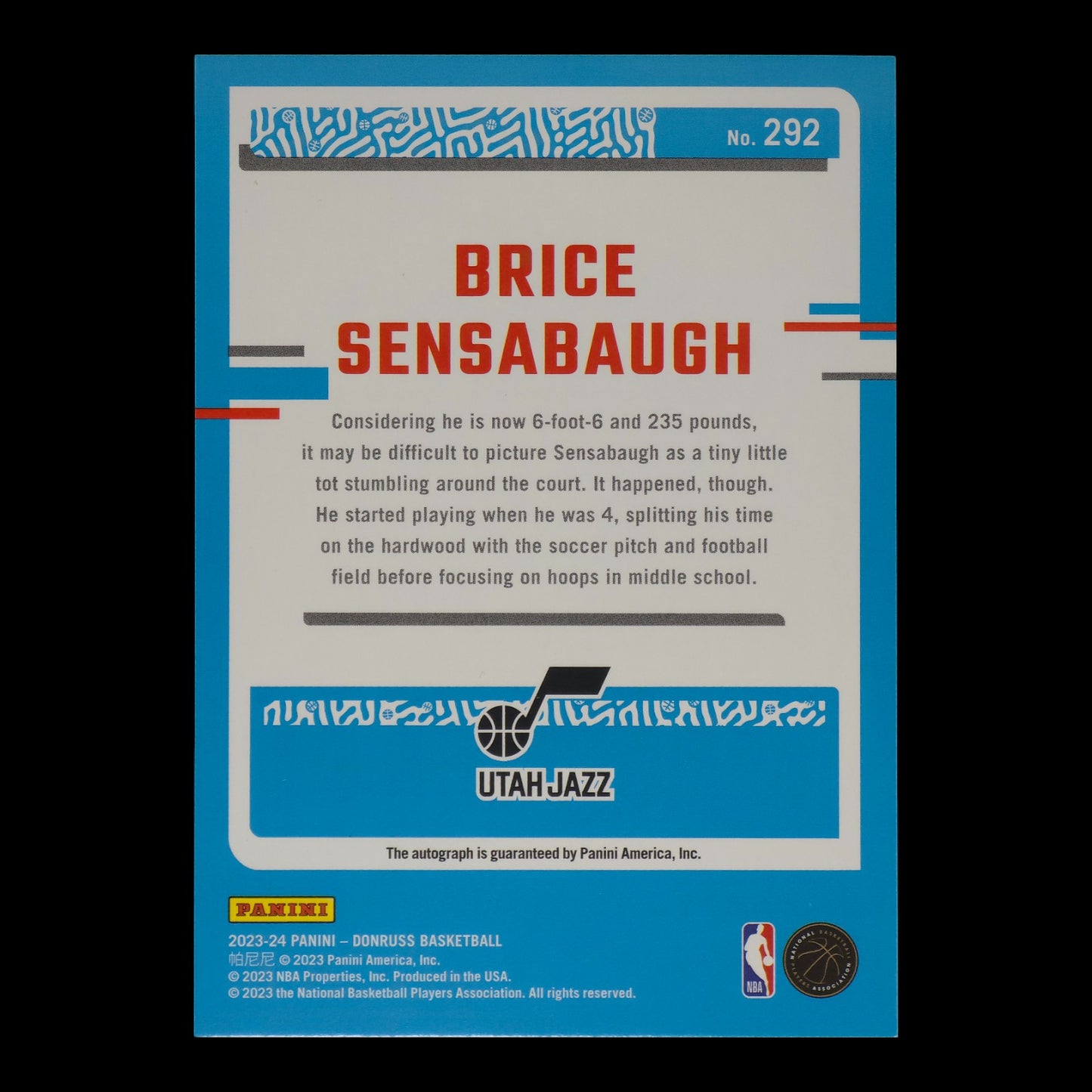 2023-24 BRICE SENSABAUGH Red Rated Rookie Auto 57/99 Donruss Choice #292