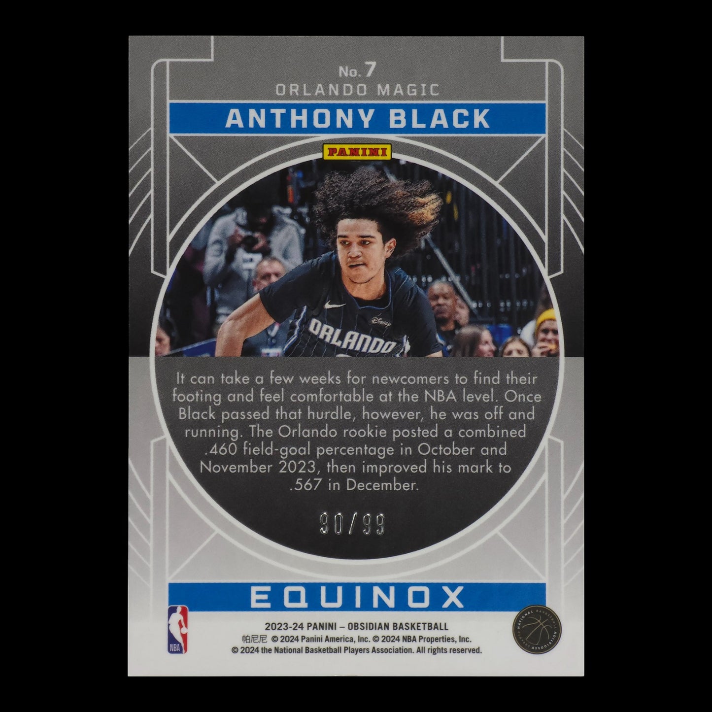 2023-24 ANTHONY BLACK Equinox Silver Rookie 90/99 Obsidian Magic #7
