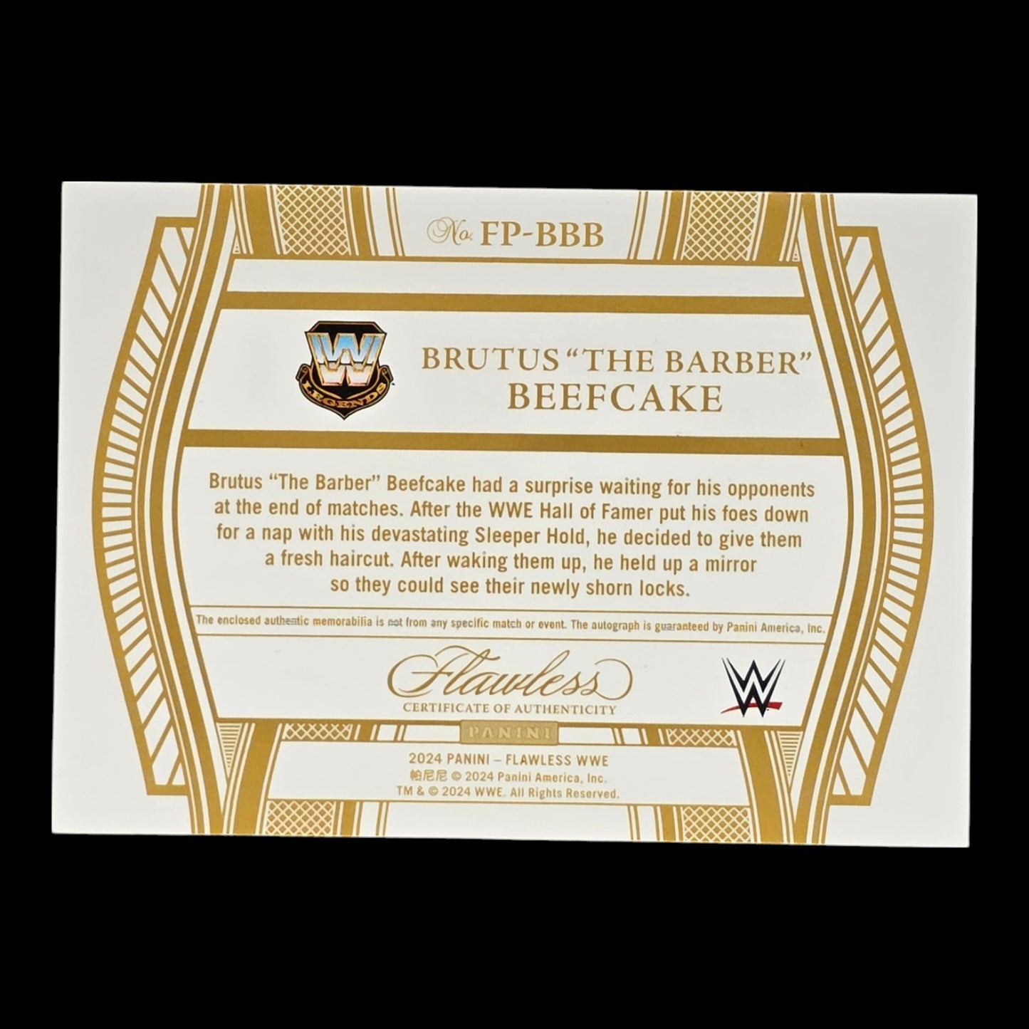 2024 BRUTUS BEEFCAKE Legend Patch Auto Flawless 12/25 #FP-BBB