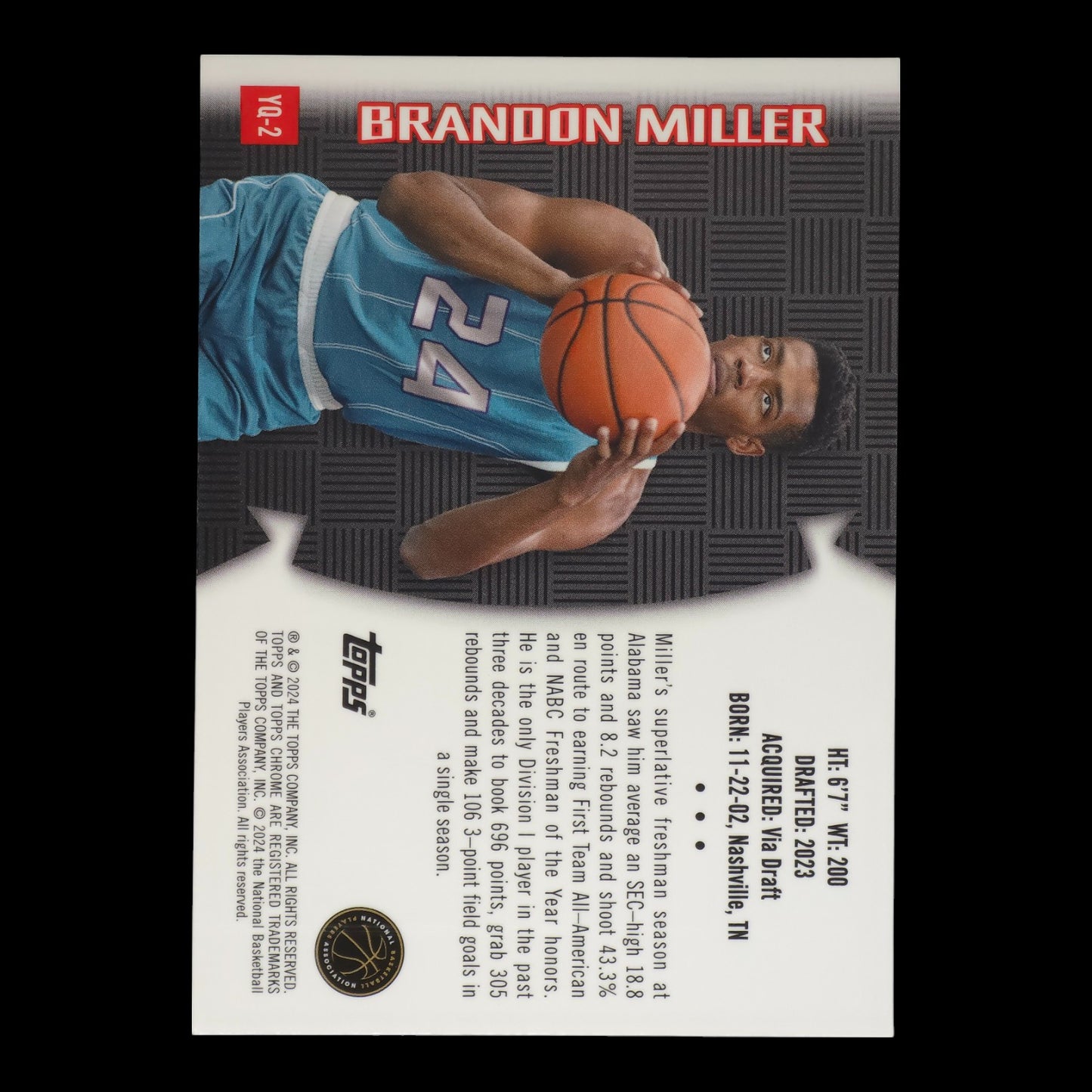 2023-24 BRANDON MILLER Youthquake Topps Chrome Hornets