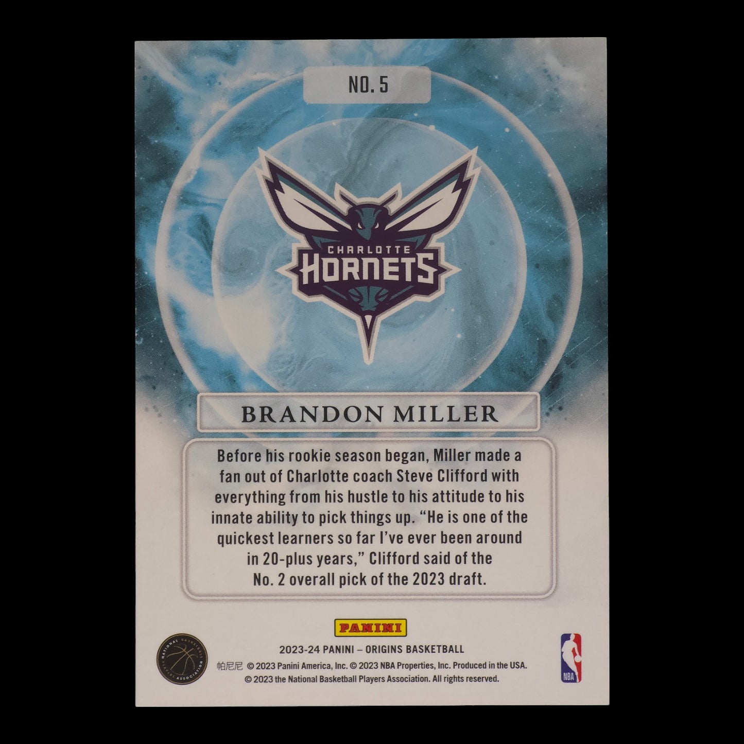 2023-24 BRANDON MILLER Euphoria Rookie Origins Hornets #5