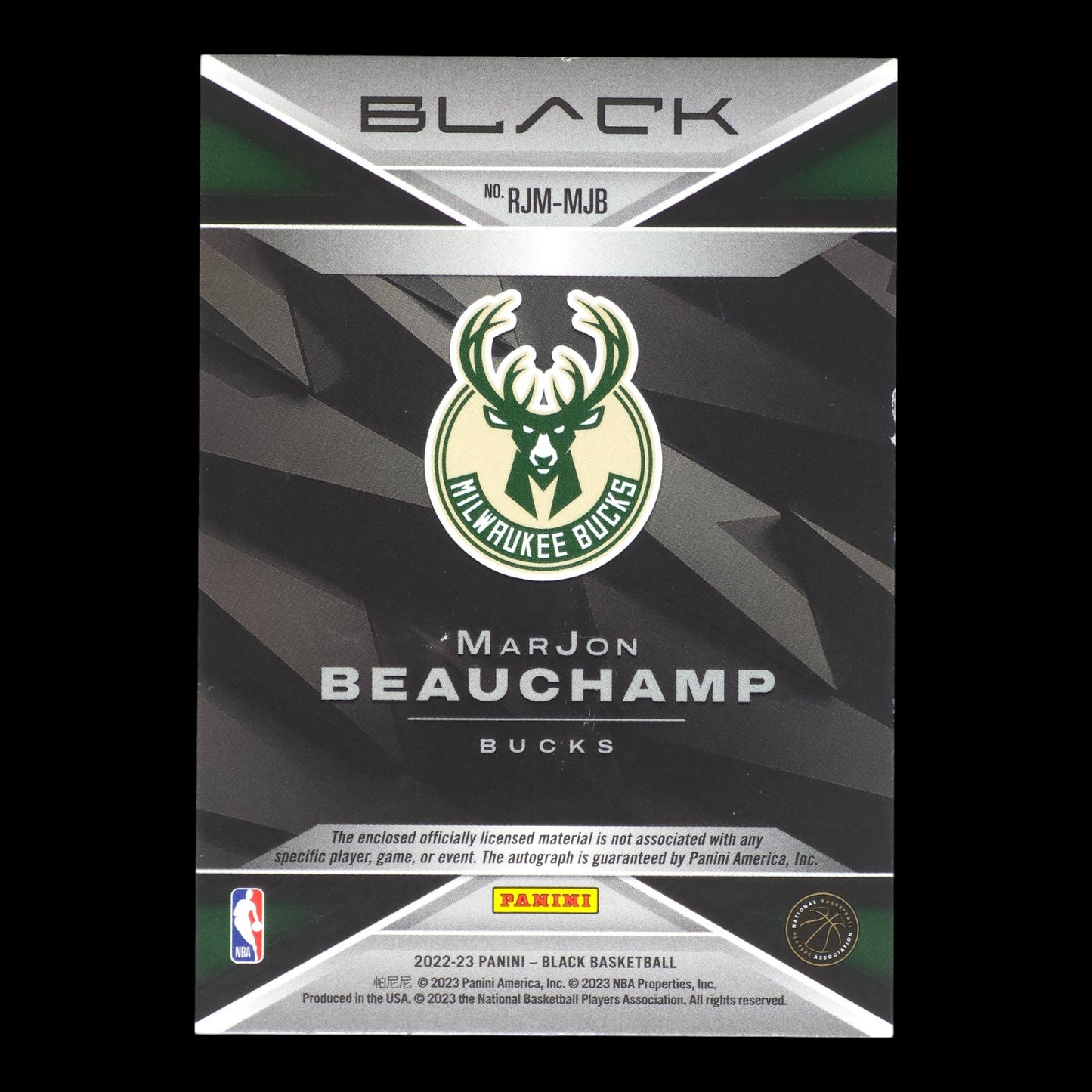 2022-23 MARJON BEAUCHAMP RPA 1/25 Rookie Patch Auto Panini Black RJM-MJB