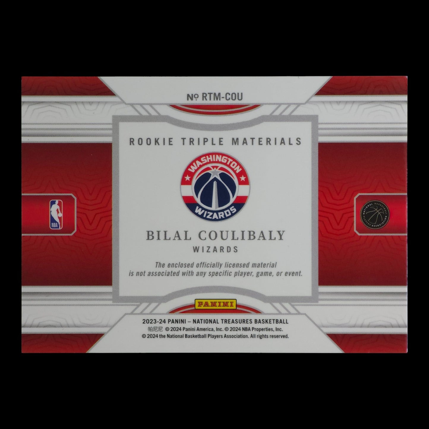 2023-24 BILAL COULIBALY Rookie Triple Materials 43/99 National Treasures RTM-COU
