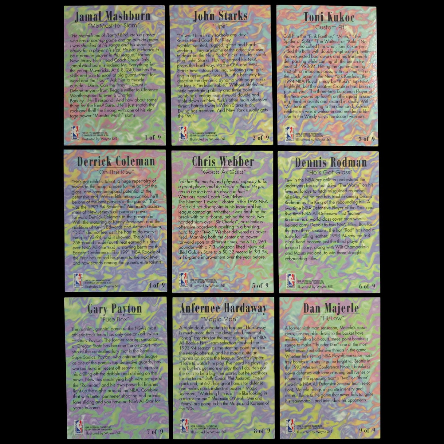 1994-95 Fleer Pro-Vision Complete Set 1-9 Gary Payton Anfernee Hardaway - 1