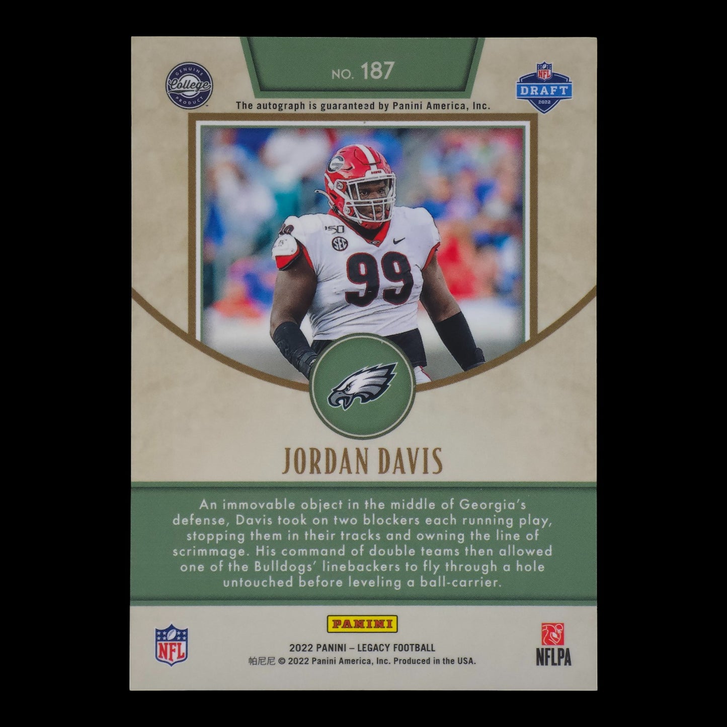 2022-23 JORDAN DAVIS Rookie Autograph Legacy Football #187