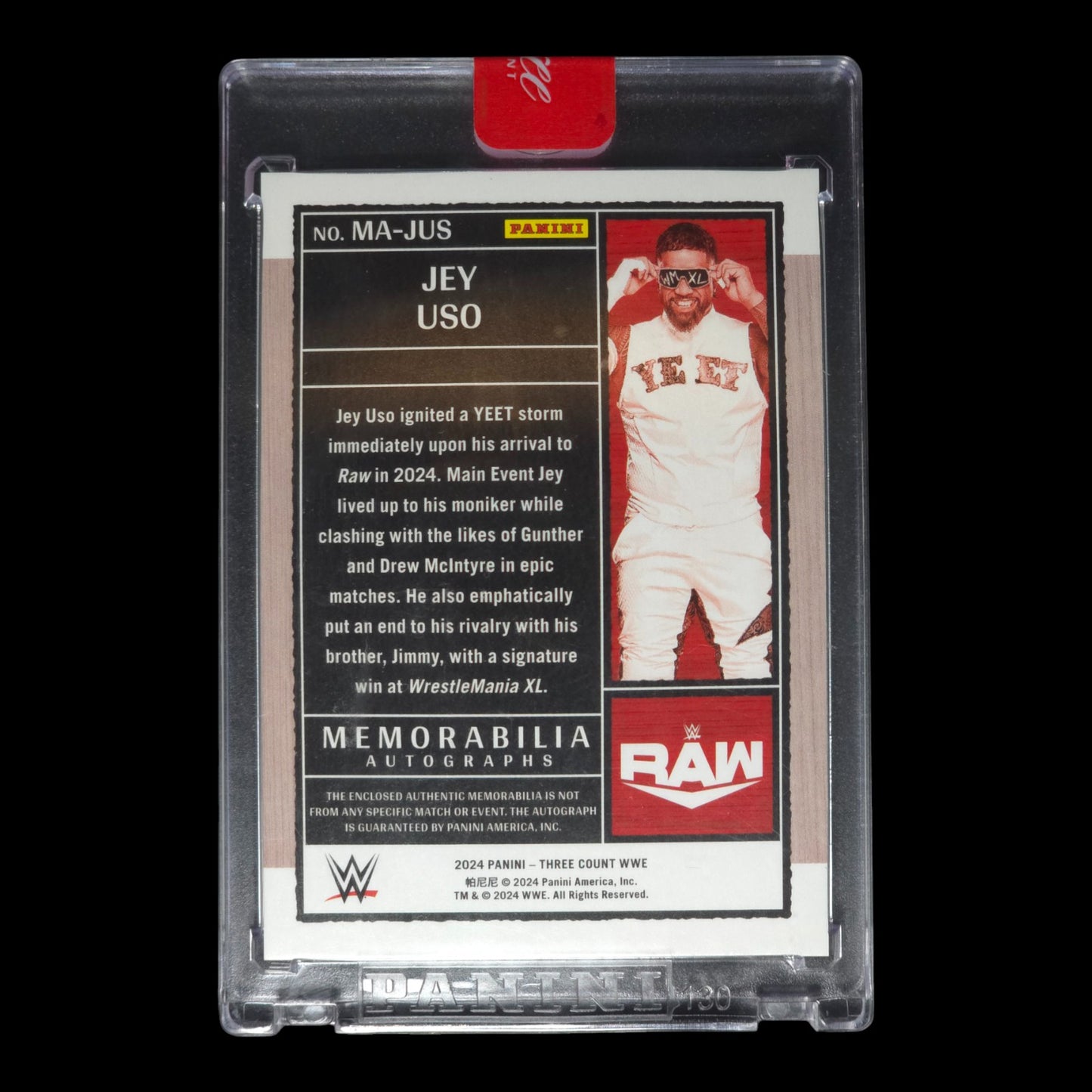 2024 JEY USO Patch Auto 118/149 RAW Panini Three Count MA-JUS