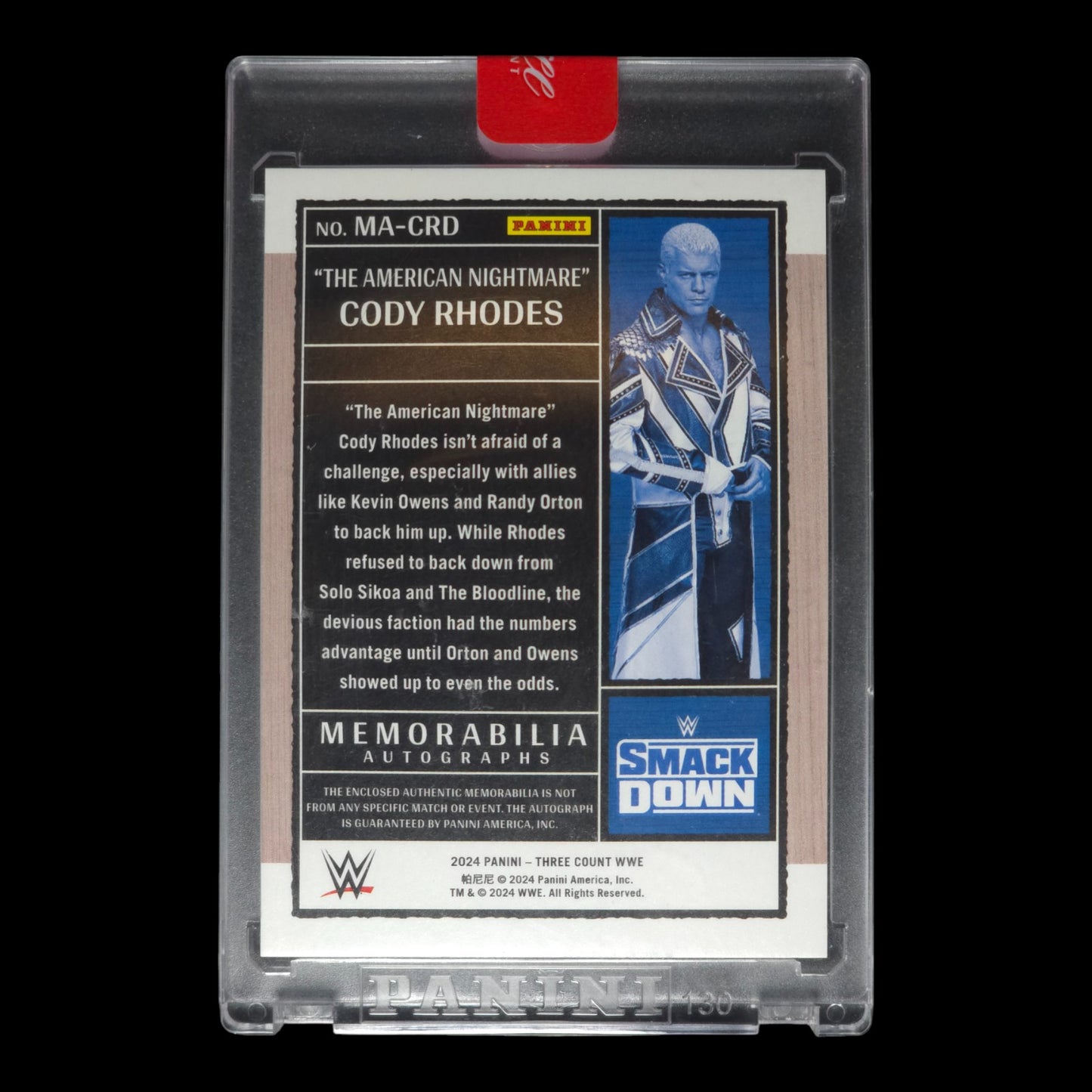 2024 CODY RHODES Patch Auto 66/99 Smack Down Panini Three Count MA-CRD