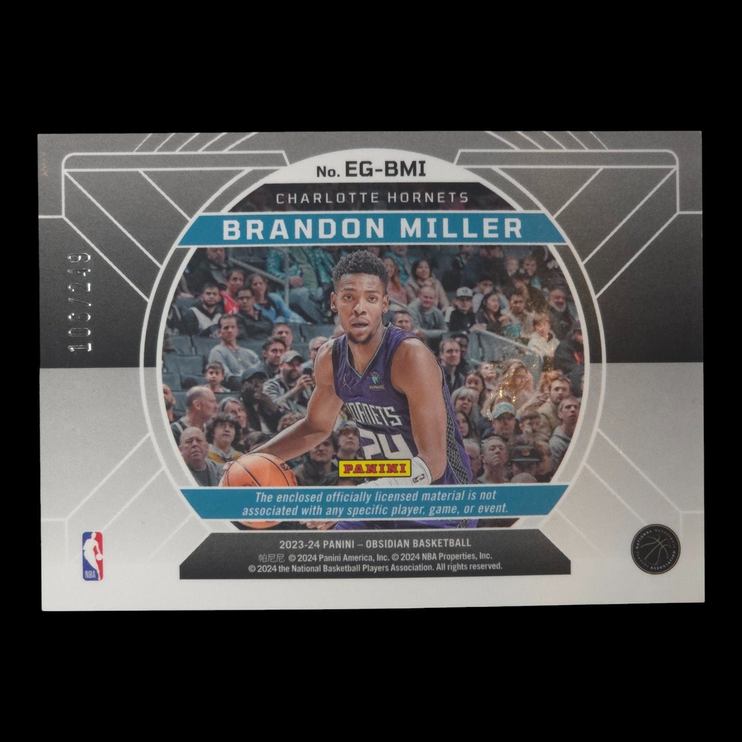 2023-24 BRANDON MILLER Equinox Gear 106/249 Obsidian Hornets EG-BMI