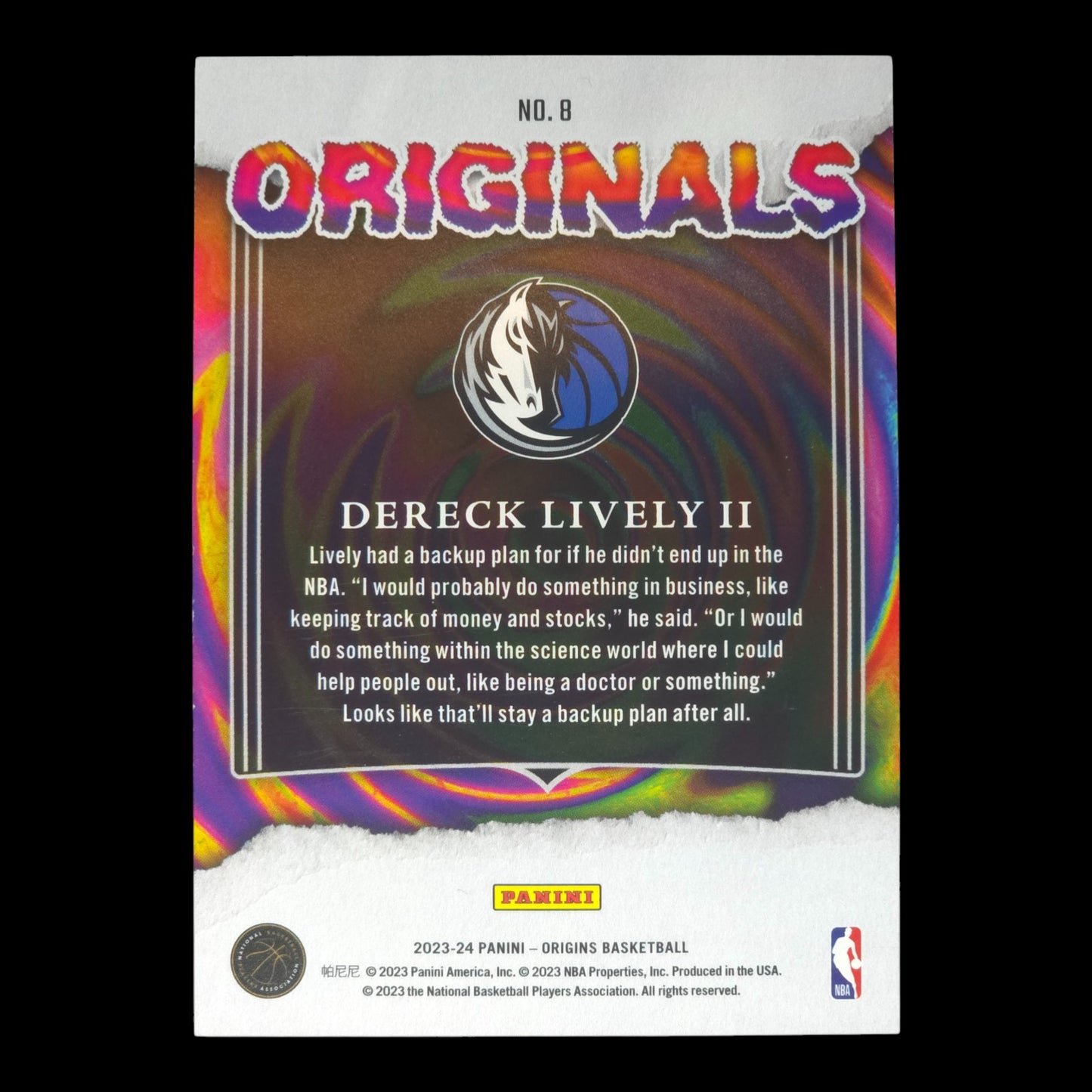 2023-24 DERICK LIVELY II Rookie Originals Red 26/75 Origins Mavericks #8