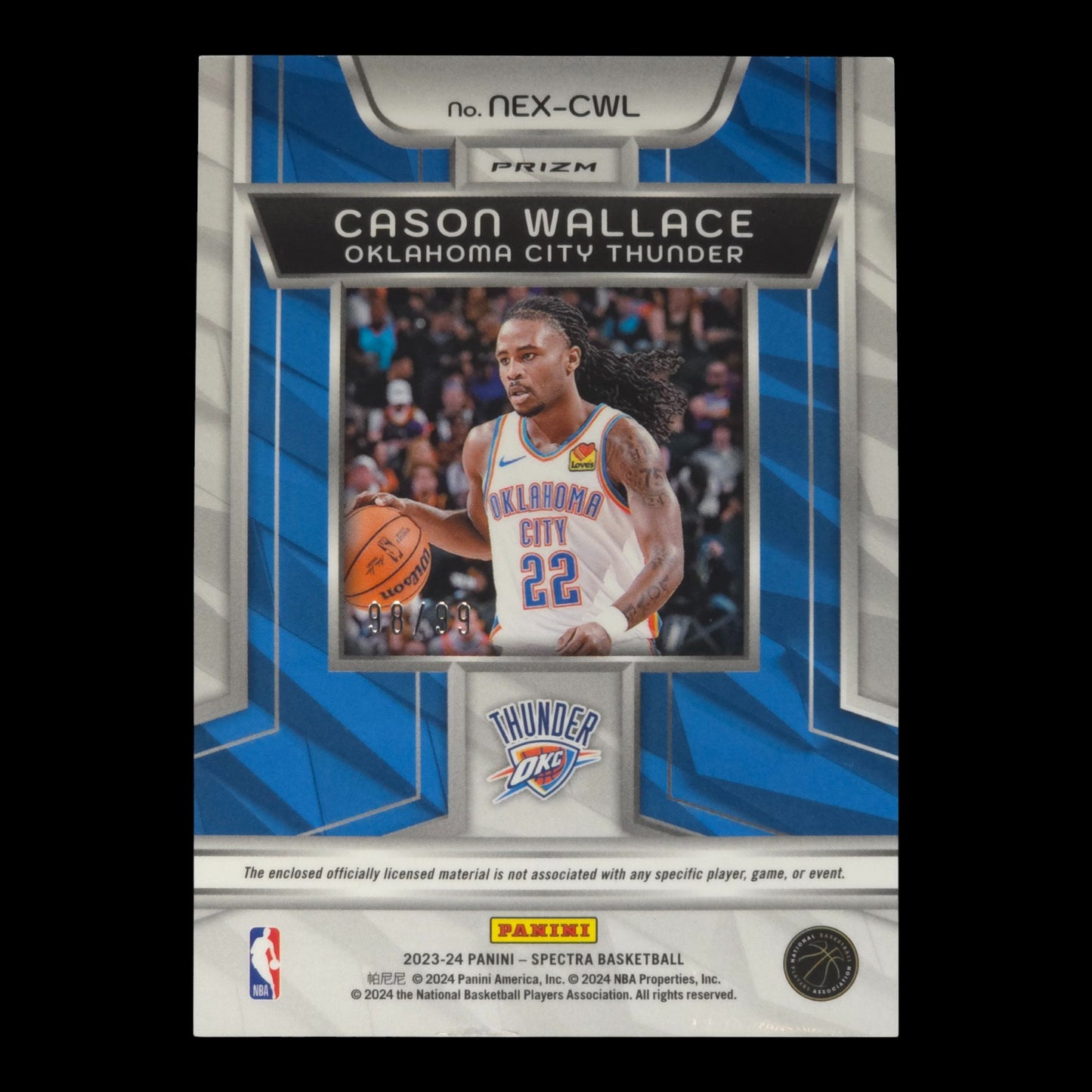 2023-24 CASON WALLACE Next Era 98/99 Spectra OKC NEX-CWL