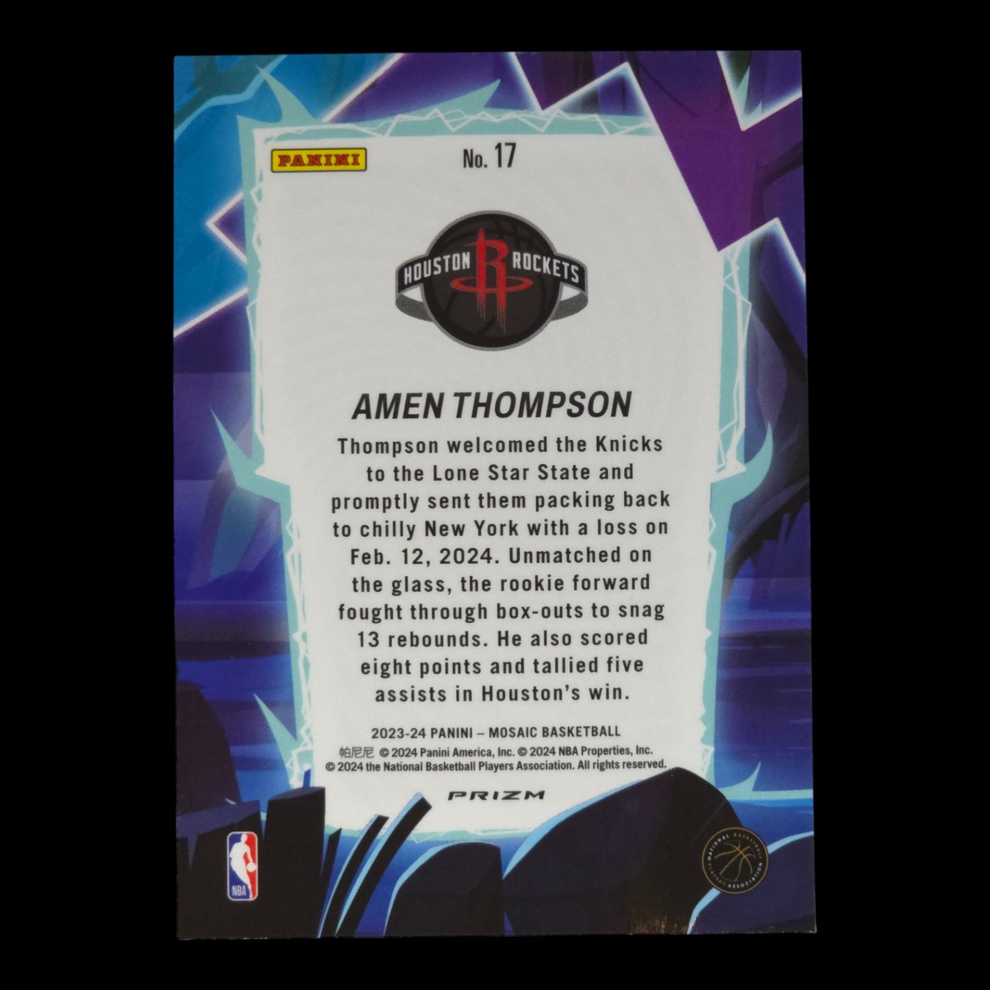 2023-24 AMEN THOMPSON Storm Chasers Rookie SP Mosaic Rockets #17