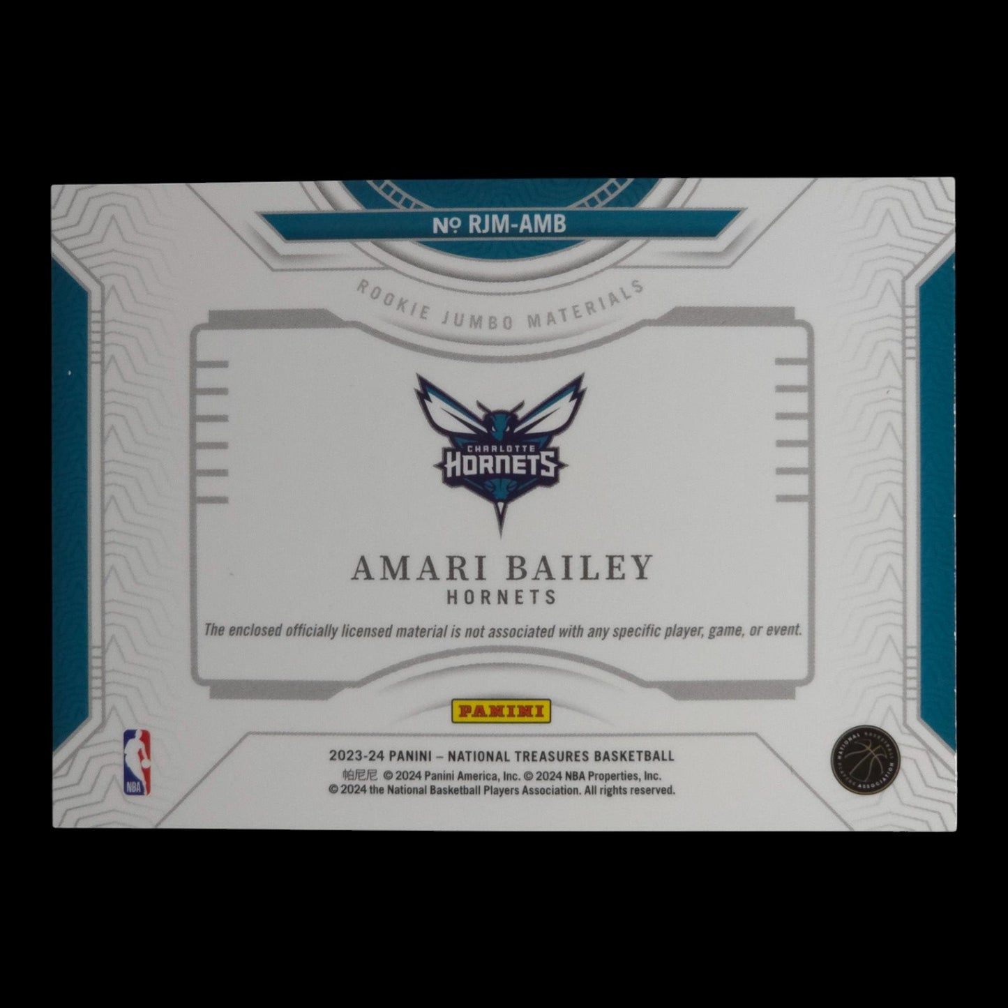 2023-24 AMARI BAILEY Rookie Jumbo Materials 41/99 National Treasures RJM-AMB