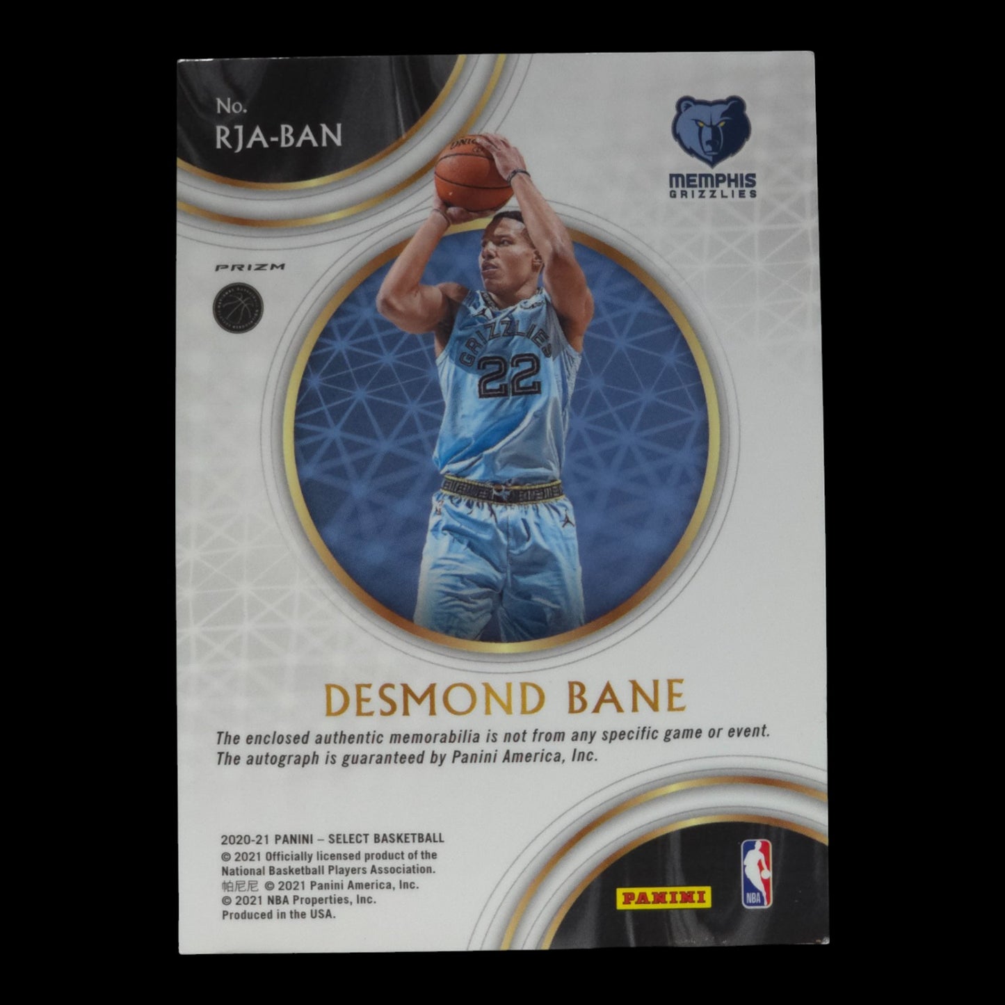 2020-21 DESMOND BANE RPA Prizm Red Select Grizzlies RJA-BAN