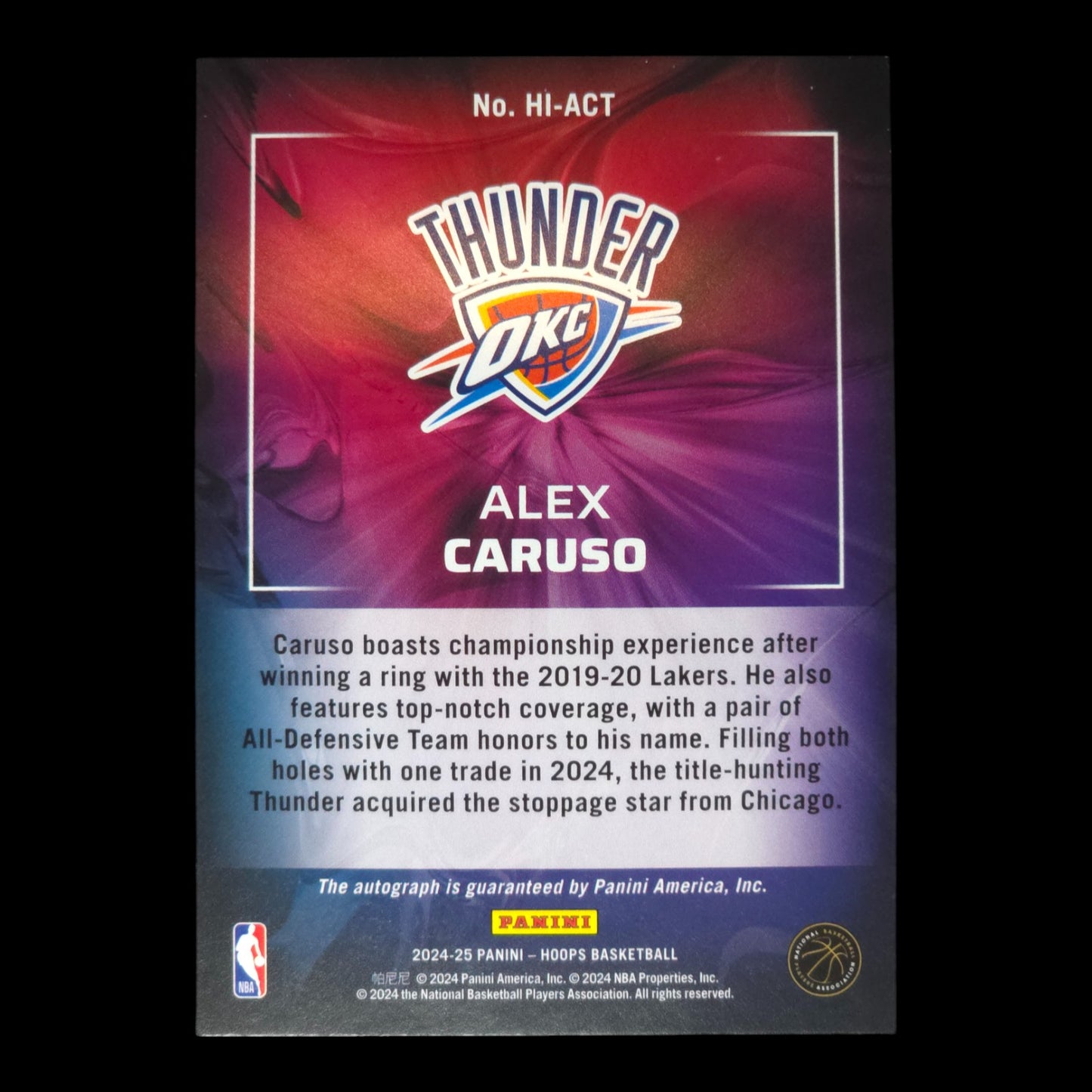 2024-25 ALEX CARUSO Hoops Ink Hoops OKC HI-ACT