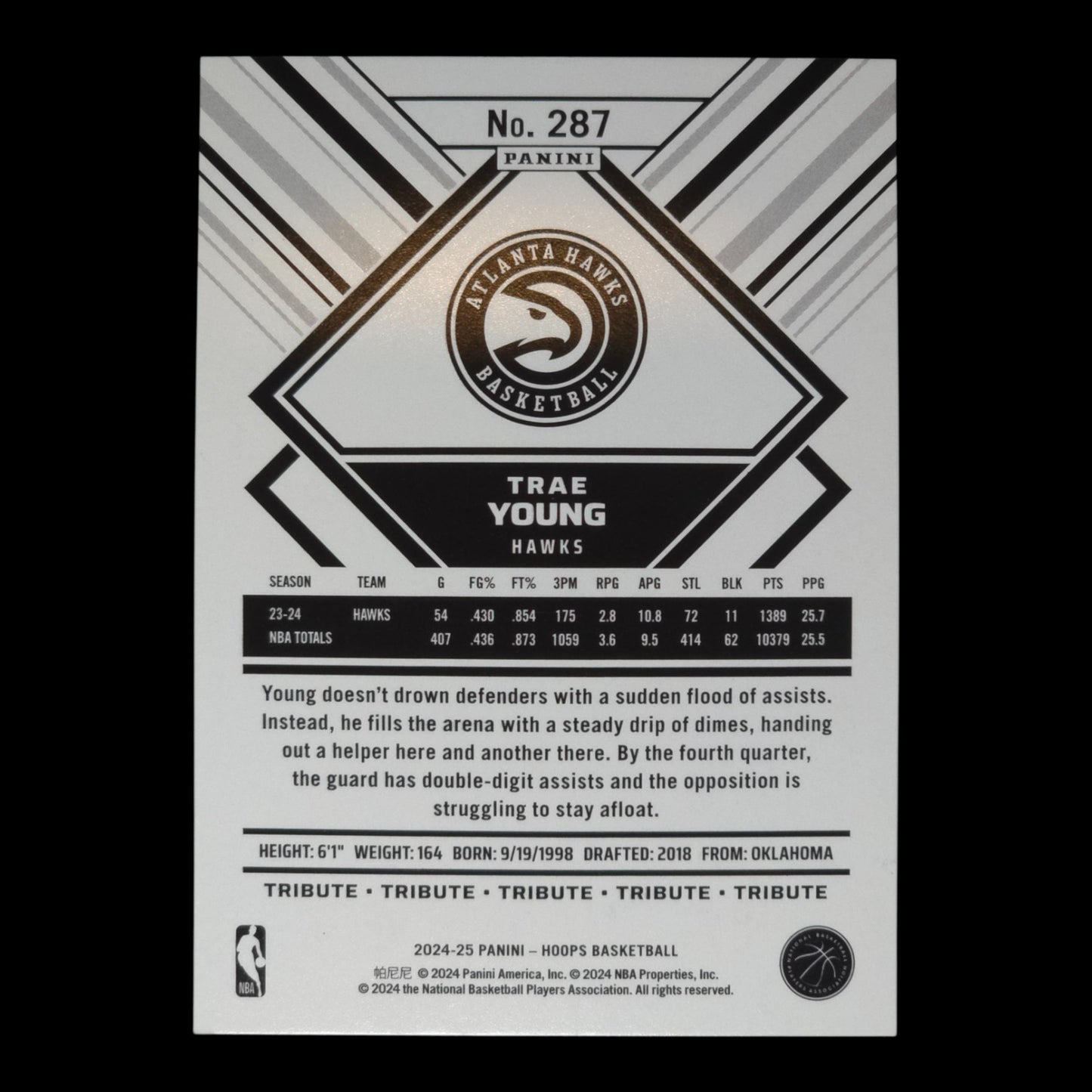 2024-25 TRAE YOUNG Artist Proof 1/25 Hoops Hawks #287